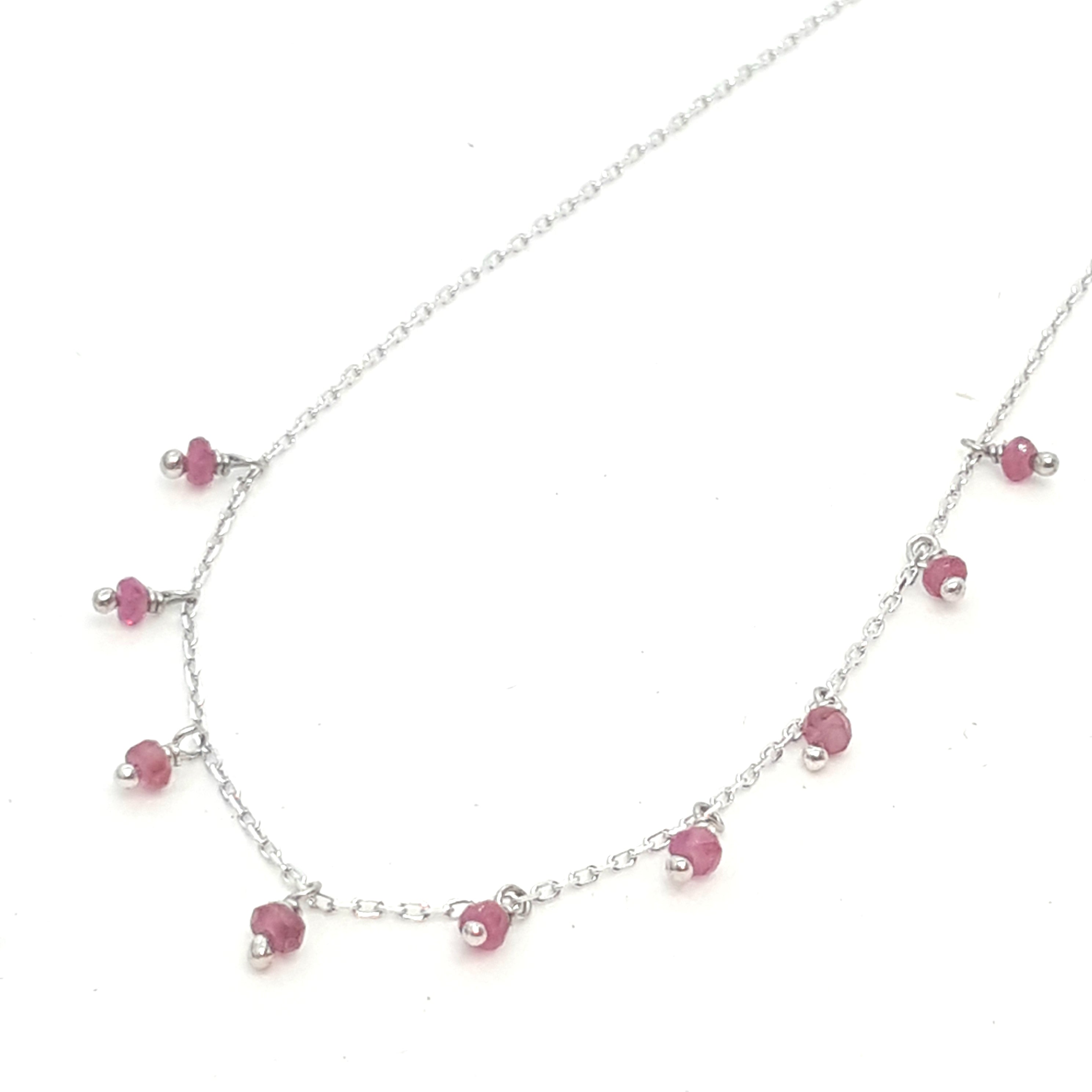 Natural Ruby Red Stone Scatter Necklace - Bohemian Beaded Jewelry for Women, Perfect for Layering & Everyday Wear