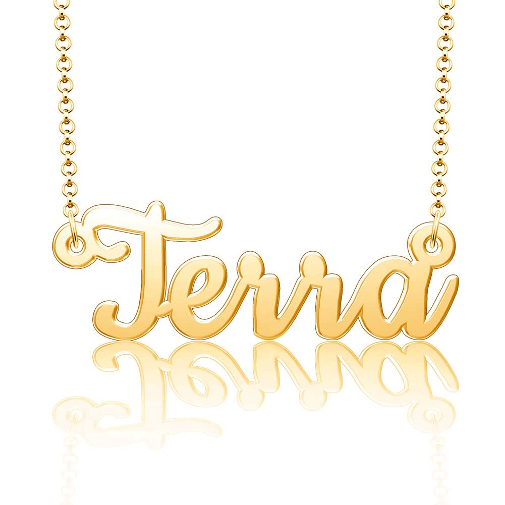 Roy Lopez Custom Name Necklace - Personalized 18K Gold Plated Nameplate Necklace for Women & Girls | Birthday Gift, Anniversary Present, Mother's Day Jewelry