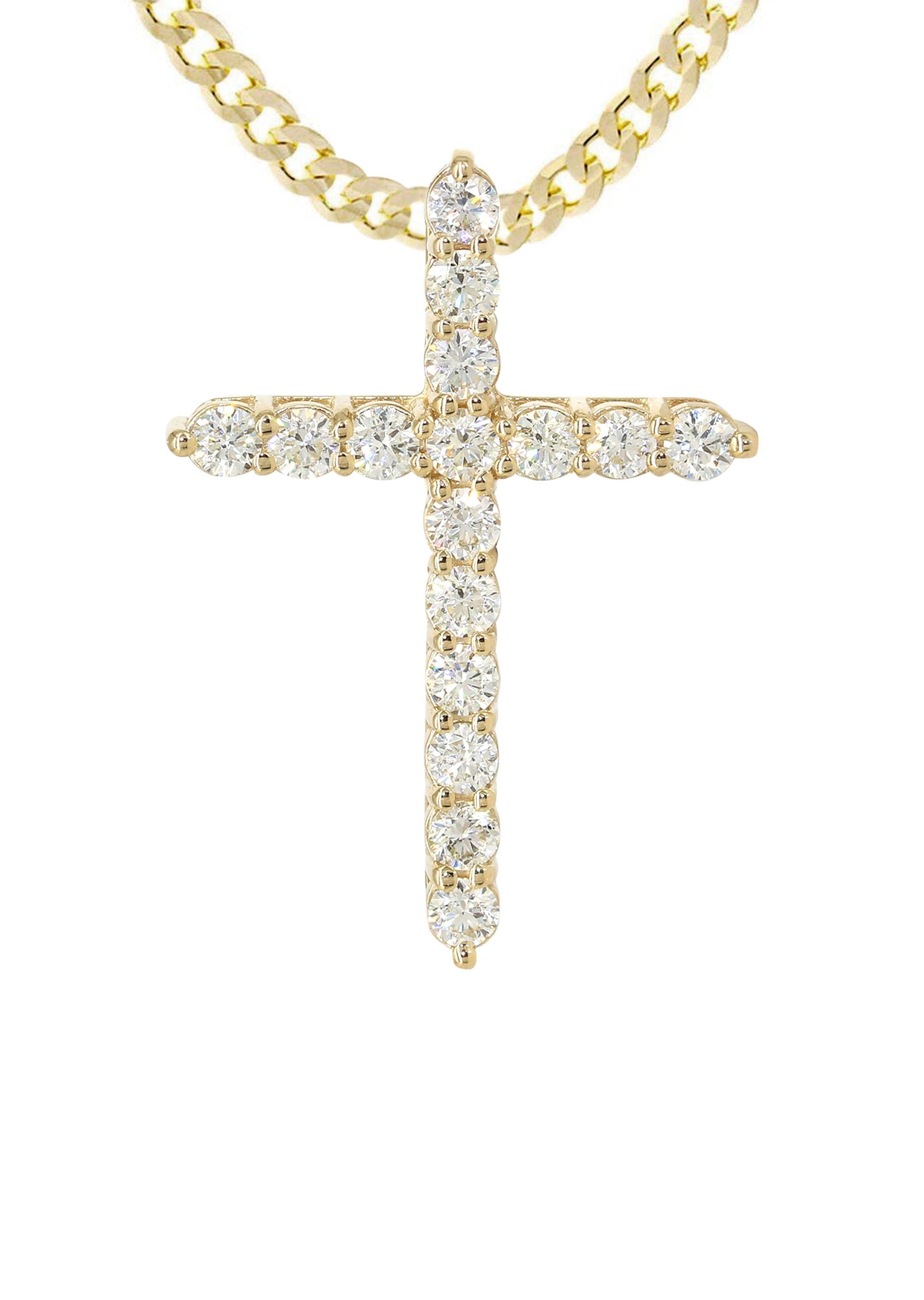 14K Yellow Gold Diamond Cross Pendant Necklace - 3.1 Carat Genuine Diamond Jewelry for Women - Perfect for Gifts, Weddings & Religious Occasions