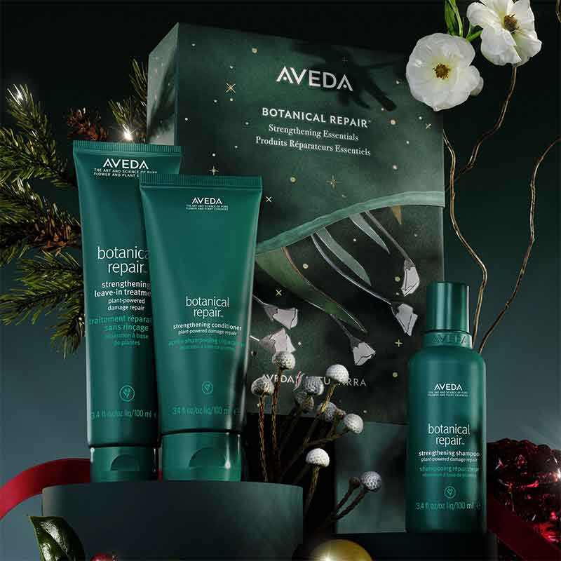 Aveda Botanical Repair Strengthening Essentials Gift Set for Damaged Hair - Hair Care Treatment Kit with Natural Botanicals | Perfect for Salon-Quality Repair at Home