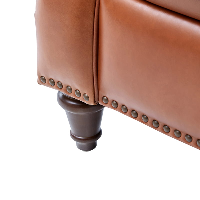 Myria Genuine Leather Nailhead Recliner Chair - Modern Living Room Furniture with Tufted Back and Padded Armrests | Perfect for Home Theater, Gaming, and Relaxation