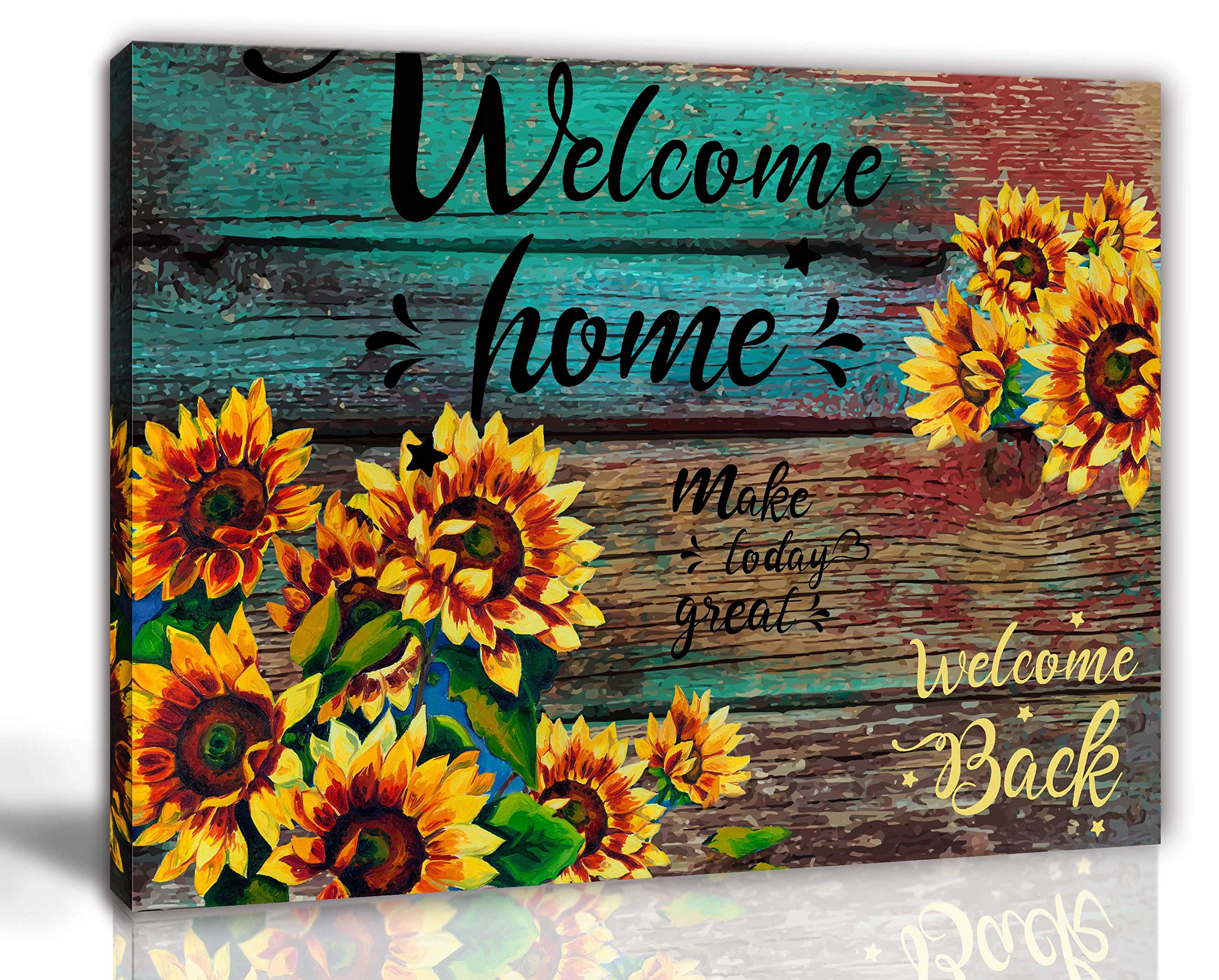 Sunflower Canvas Wall Art 12x16 - Rustic Farmhouse Decor for Kitchen, Bedroom & Living Room