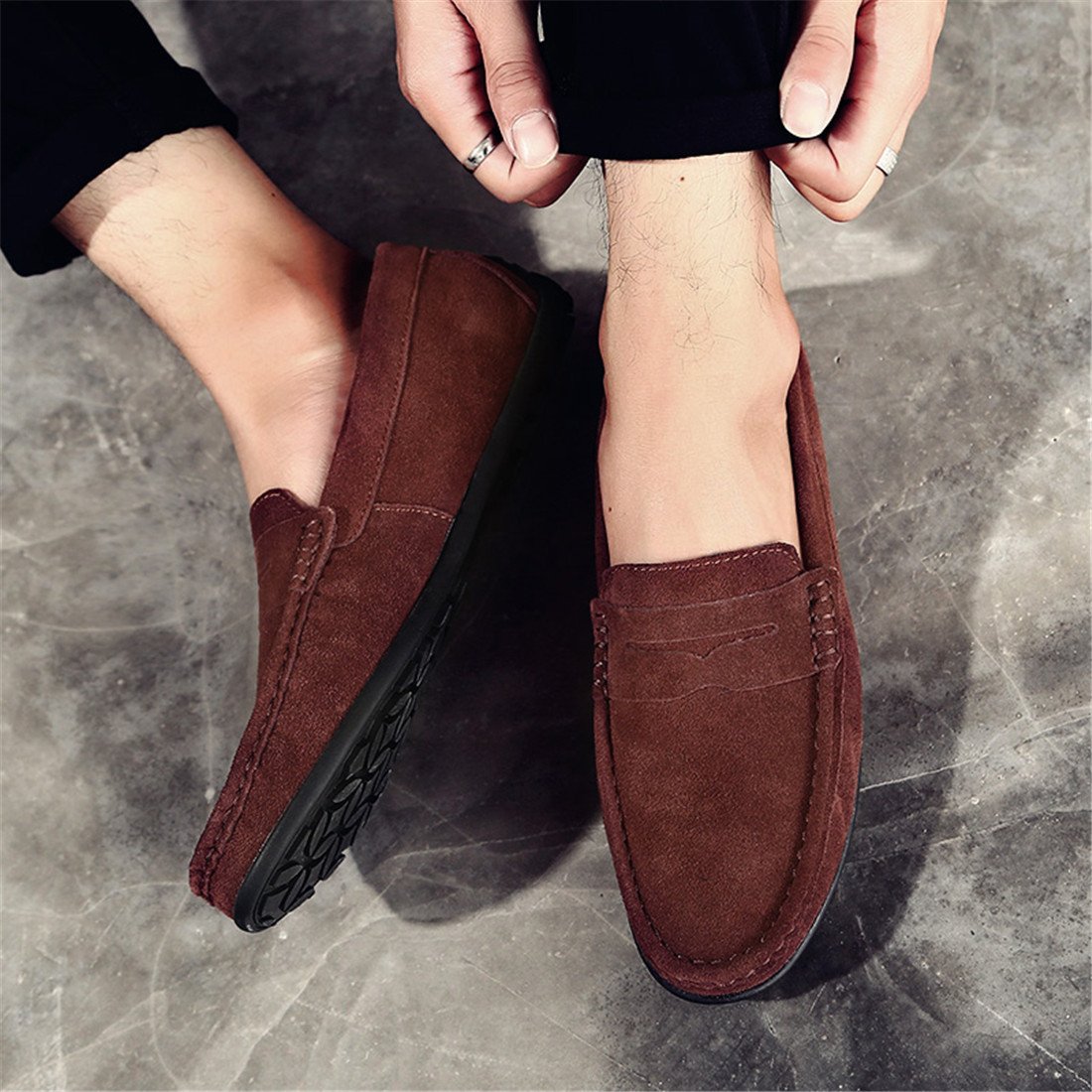 Stylish Men's Suede Leather Penny Loafers - Comfortable Slip-On Driving Moccasins & Boat Shoes for Casual Wear, Office & Outdoor Activities