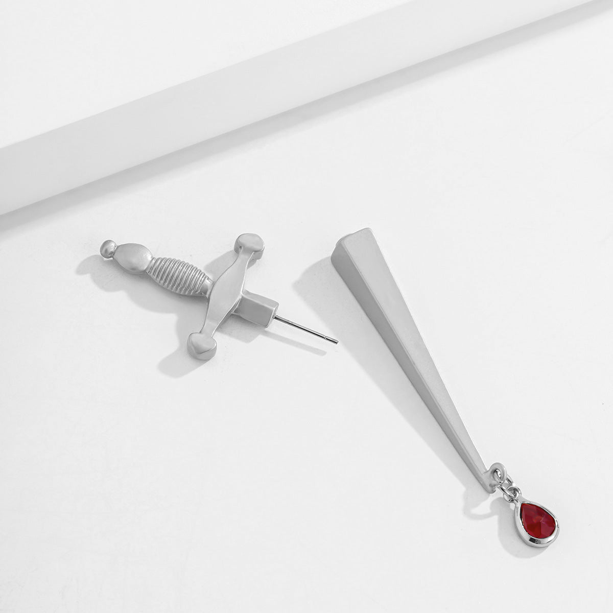 Gothic Cross Sword Bloodstain Dagger Ear Jacket Stud Earrings for Women | B2038 | Perfect for Halloween, Cosplay, and Gothic Fashion Accessories
