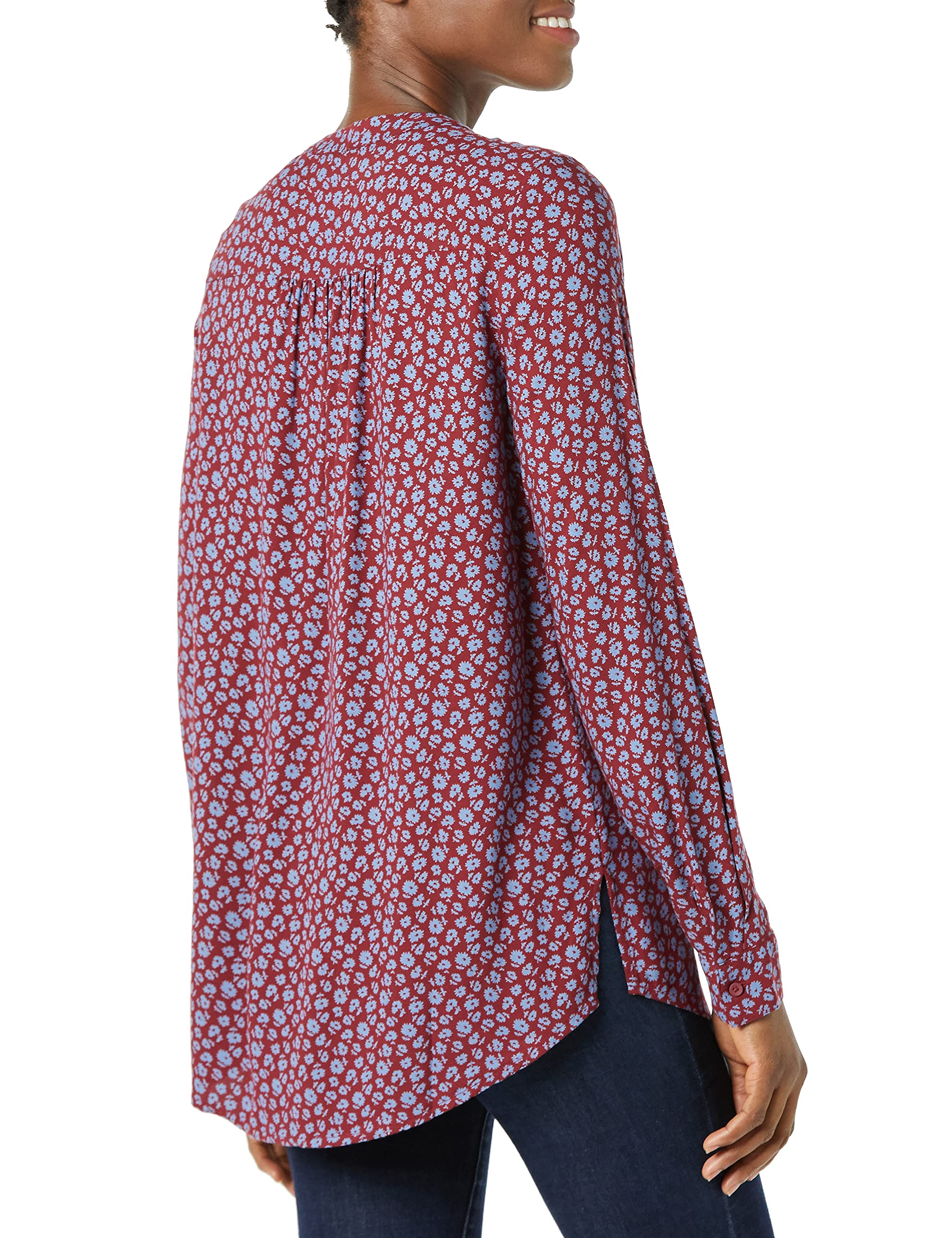 Amazon Essentials Women's Long-Sleeve Woven Blouse - Soft Casual Button Down Shirt for Work & Everyday Wear | Comfortable Office & Weekend Outfit
