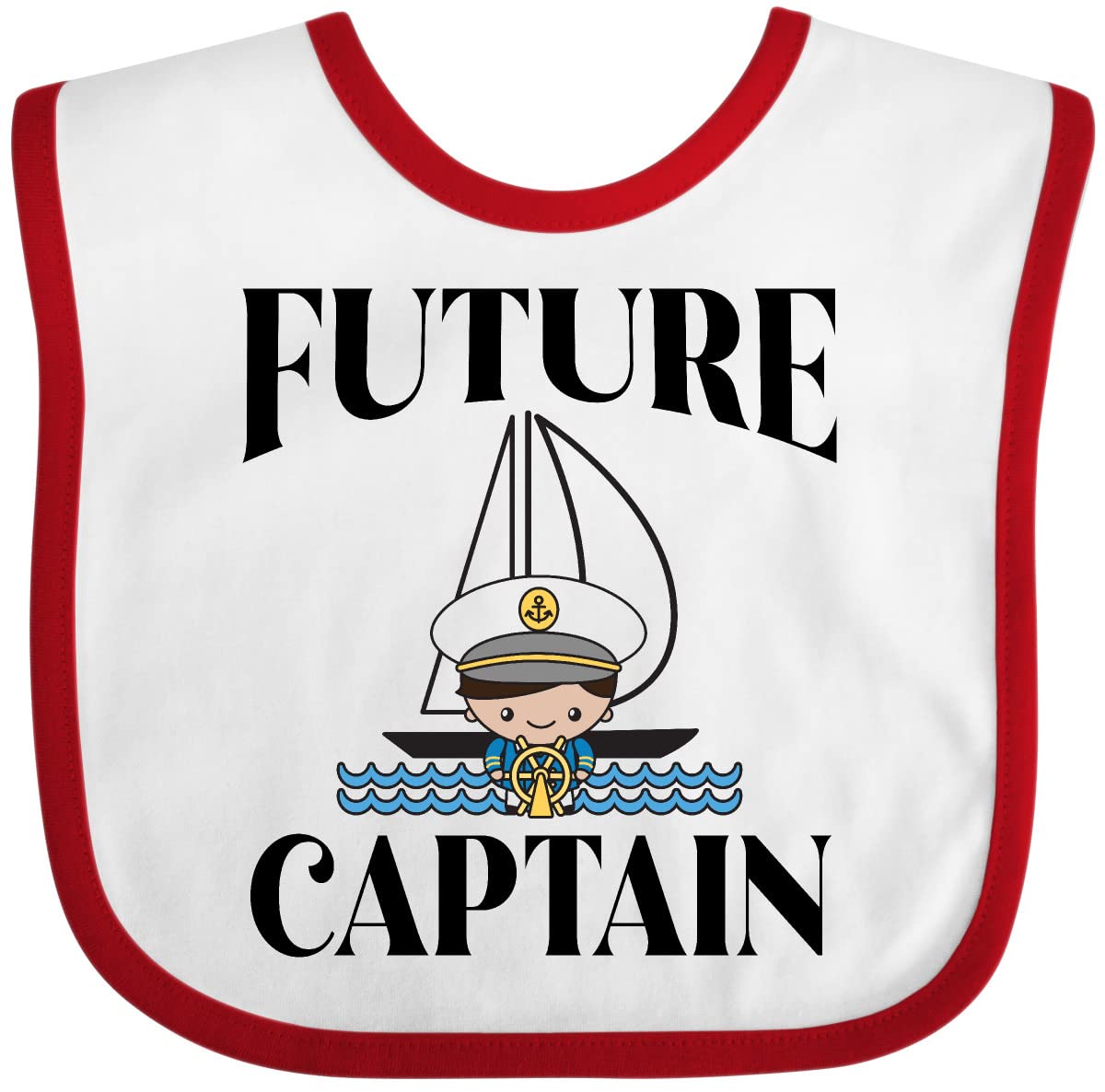 Inktastic Cute Baby Boy Sailing Captain Outfit Baby Bib - Soft Cotton Drool Bib for Newborns & Infants - Perfect for Feeding, Playtime & Photo Shoots