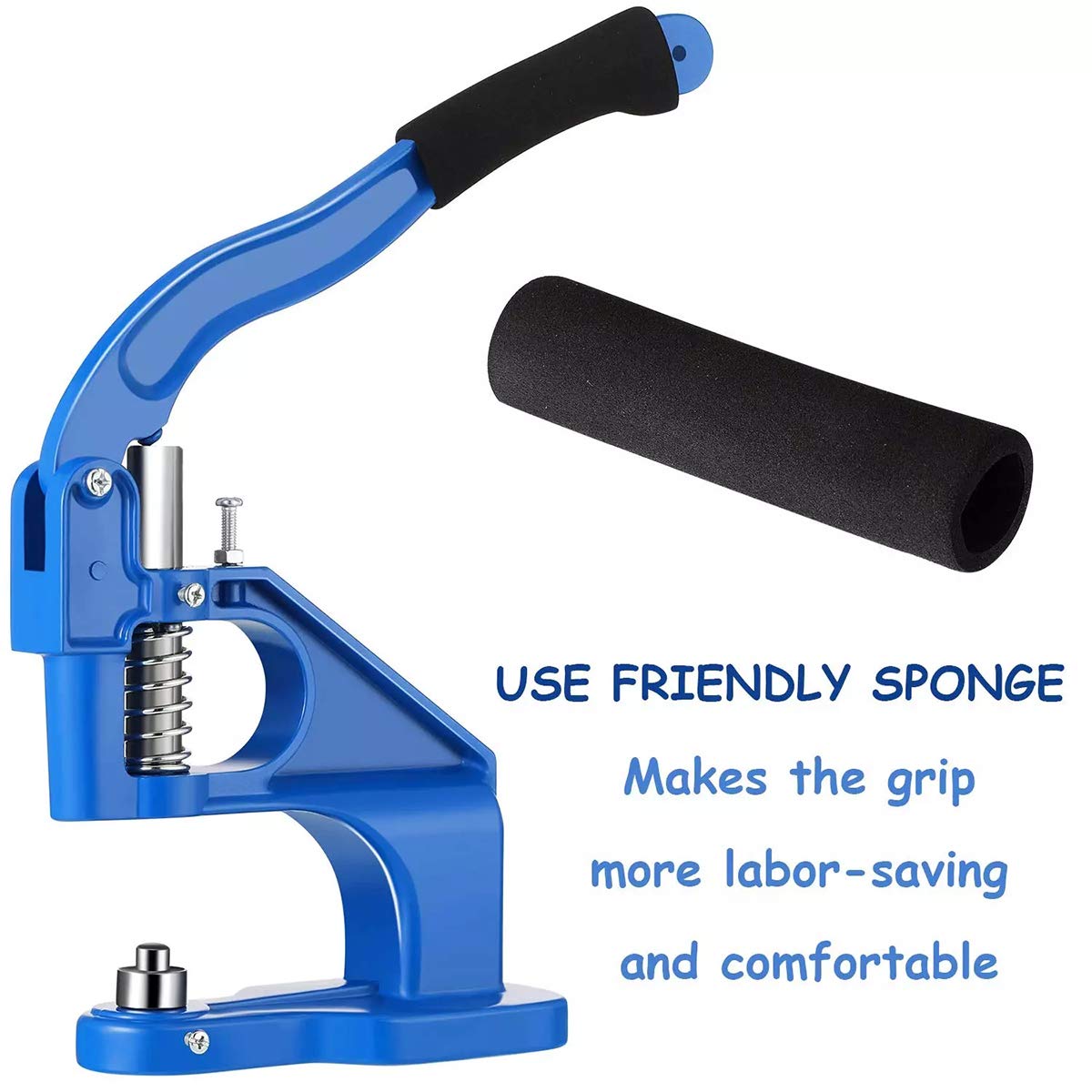 Hand Press Grommet Machine - Metal Snap Button & Rivet Tool for Jeans, Leather, Fabric - Includes Punching Dies & Handle Cover | DIY Clothing Repair, Crafting, Upholstery Projects