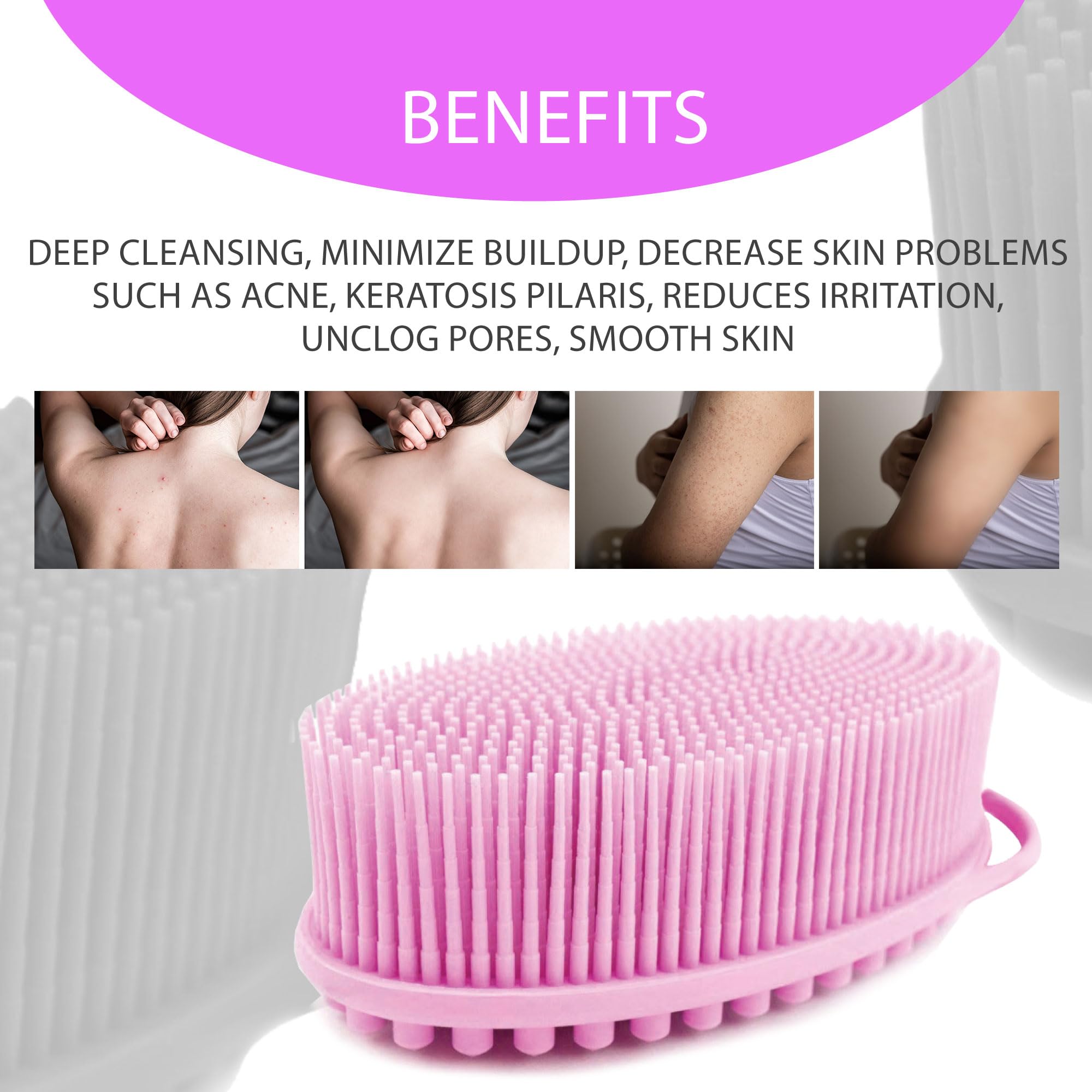 Avilana Silicone Body Scrubber – Dual-Sided Exfoliating Scrubber for Men & Women, Gentle Loofah Alternative, Easy-to-Clean Silicone Shower Scrubber for Smooth Skin – Perfect for Shower, Bath & Spa Days