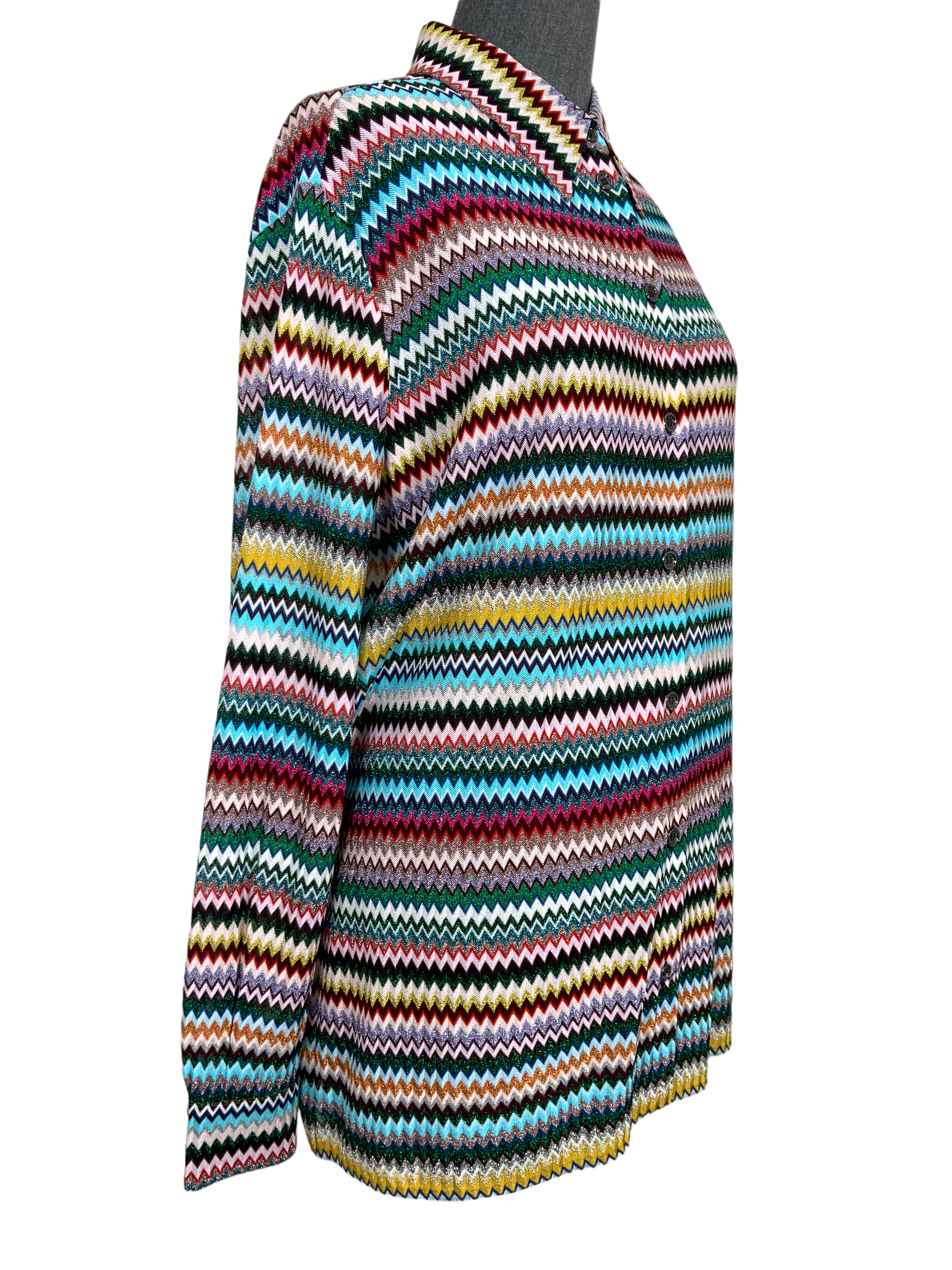 MISSONI Metallic Chevron Collar Shirt for Men - Size Large | Stylish Casual & Business Wear | Perfect for Office, Parties & Date Nights