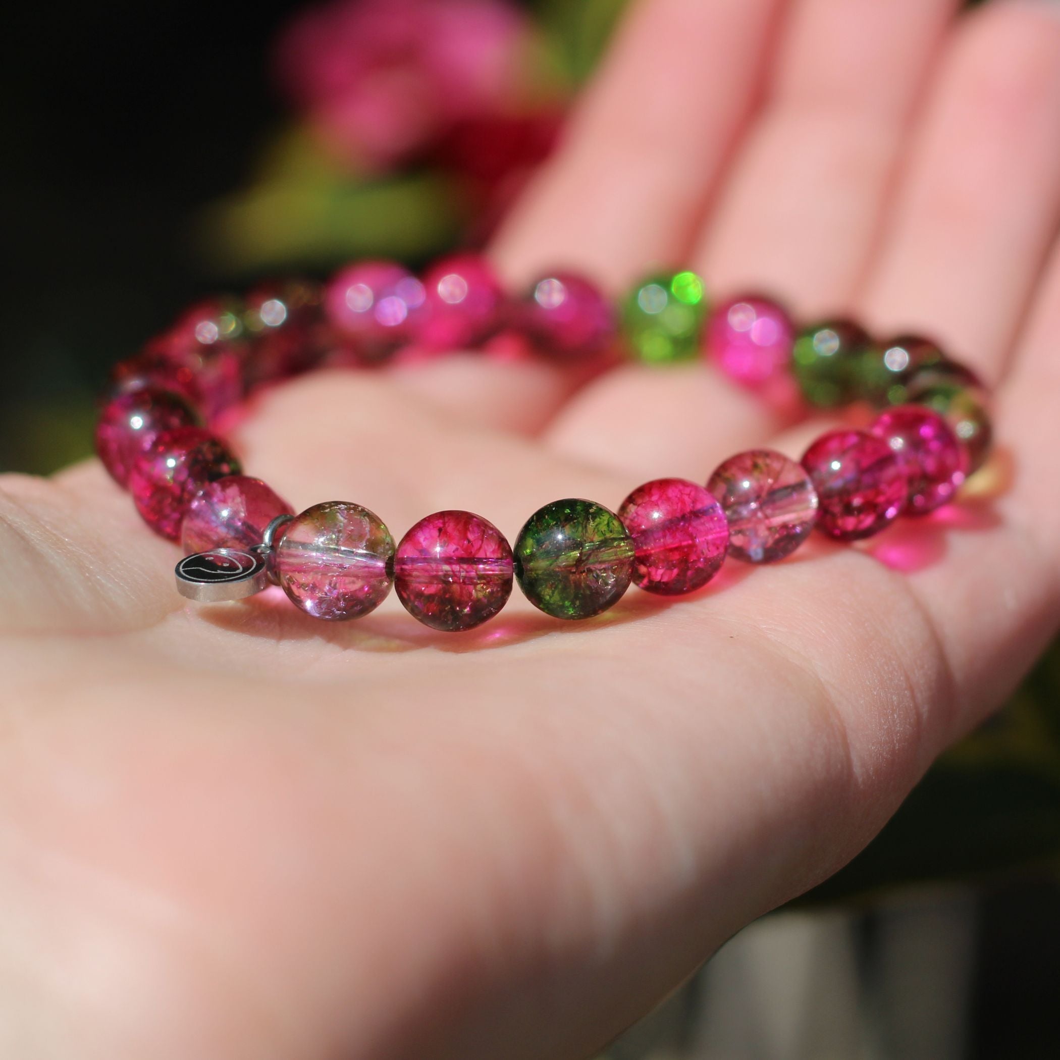 Natural Watermelon Chalcedony Beaded Bracelet for Women | Healing Crystal Jewelry for Meditation, Yoga & Spiritual Balance