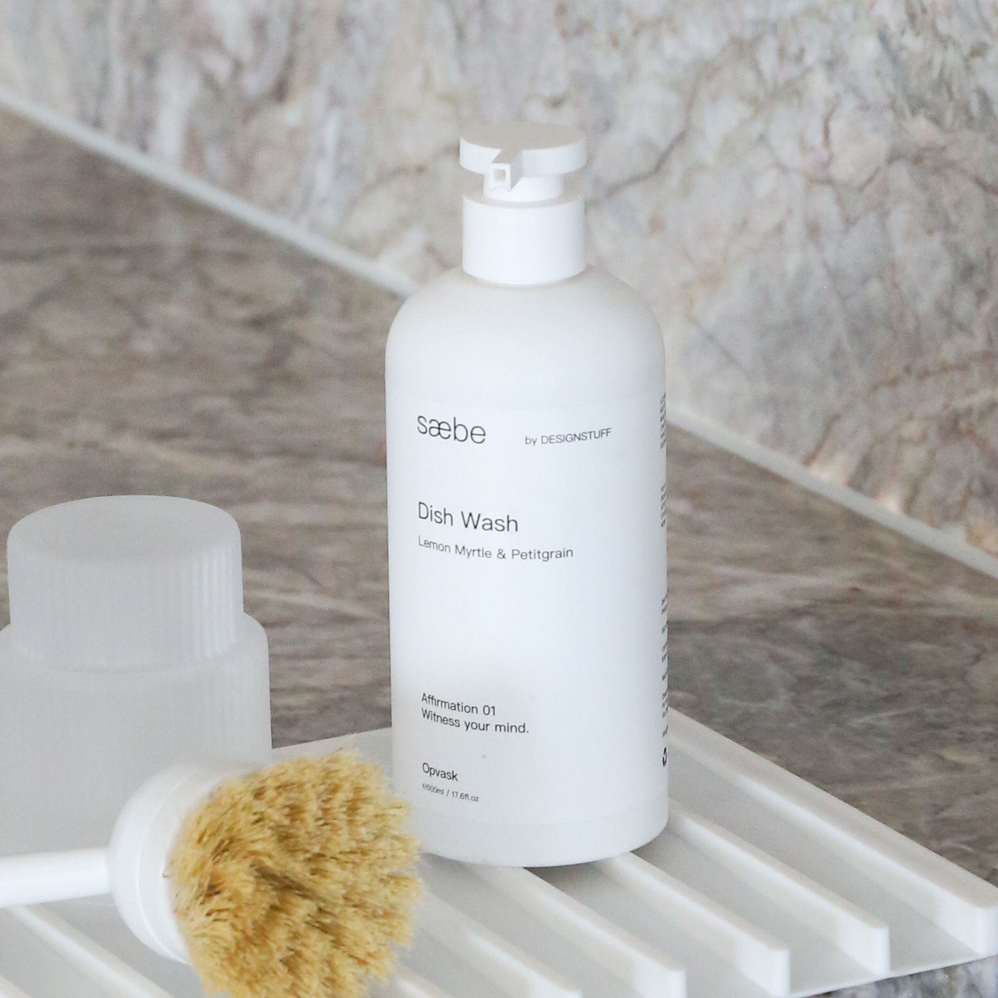 DESIGNSTUFF Saebe Dish Wash Liquid - Lemon Myrtle & Petitgrain Scent, 500ml | Natural Dish Soap for Hand Washing | Gentle on Skin, Cuts Grease Fast | Perfect for Kitchen, Camping & Travel