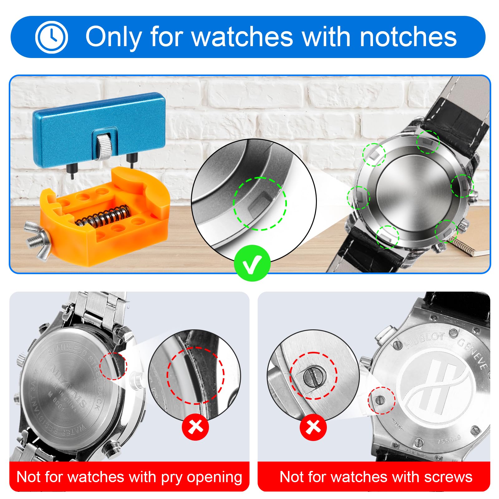 JOREST Watch Battery Tool Kit - Watch Wrench & Back Remover for Grooved Watches | DIY Watch Repair