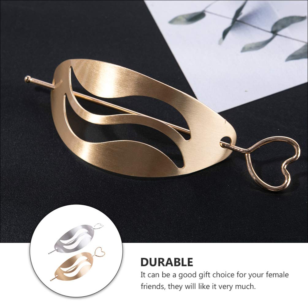Vintage Metal Hair Barrettes for Women - 2pcs Hair Clips & Pins, Perfect for Updos & Knots