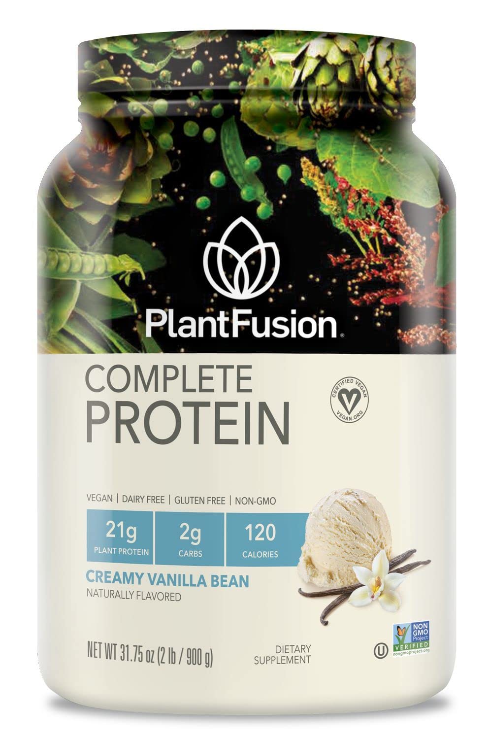 PlantFusion Vegan Protein Powder - 2lb Vanilla | Plant-Based Protein with BCAAs & Digestive Enzymes | Dairy Free, Gluten Free, Non-GMO | Perfect for Post-Workout Recovery & Healthy Smoothies