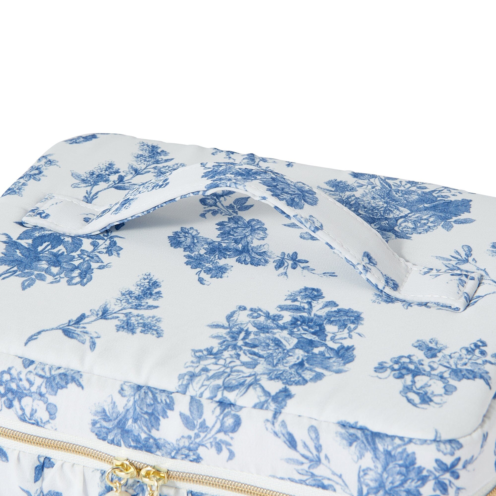 Classic Floral Vanity Pouch - Large Makeup Bag for Women, Navy Blue Cosmetic Organizer - Perfect for Travel, Gym & Everyday Essentials Storage