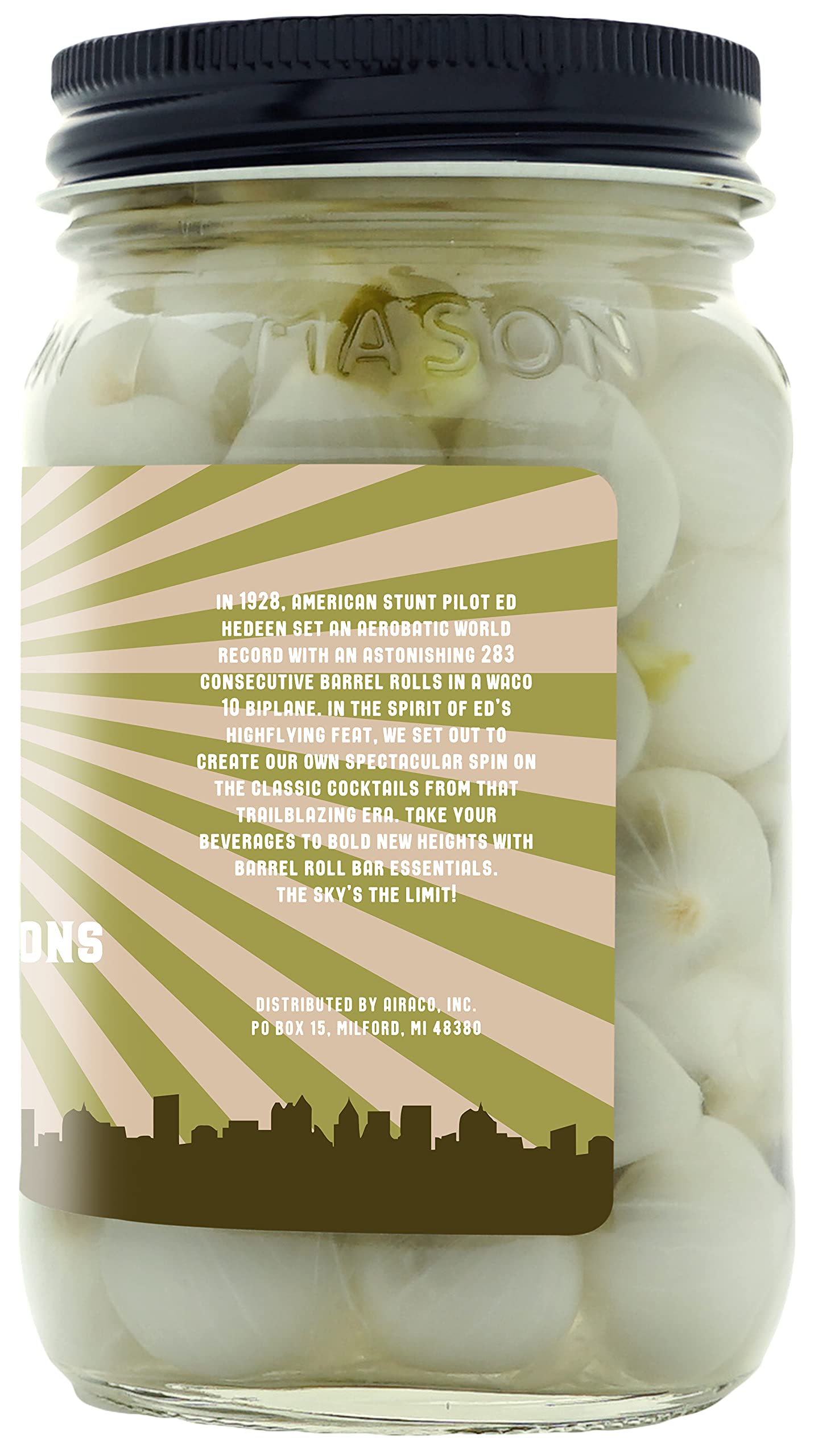 Barrel Roll Bar Essentials Jalapeño Stuffed Cocktail Onions - Gourmet Pickled Silver Skin Onions in Vermouth & Salty Vinegar - Perfect for Gibson & Bloody Mary Garnish - 2 Pack (16 oz Each) - Ideal for Home Bars, Cocktail Parties & Gourmet Cooking