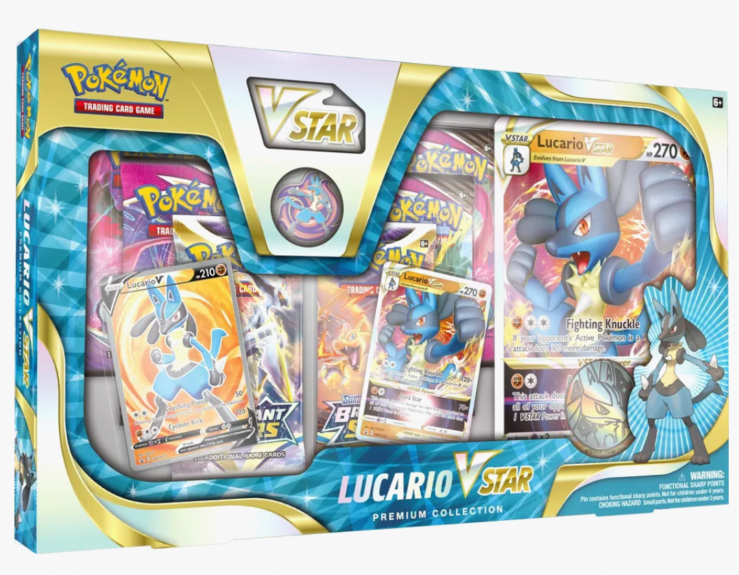 Lucario VSTAR Premium Collection Box | Pokemon TCG Cards for Collectors & Battles | Perfect for Tournaments & Gifting