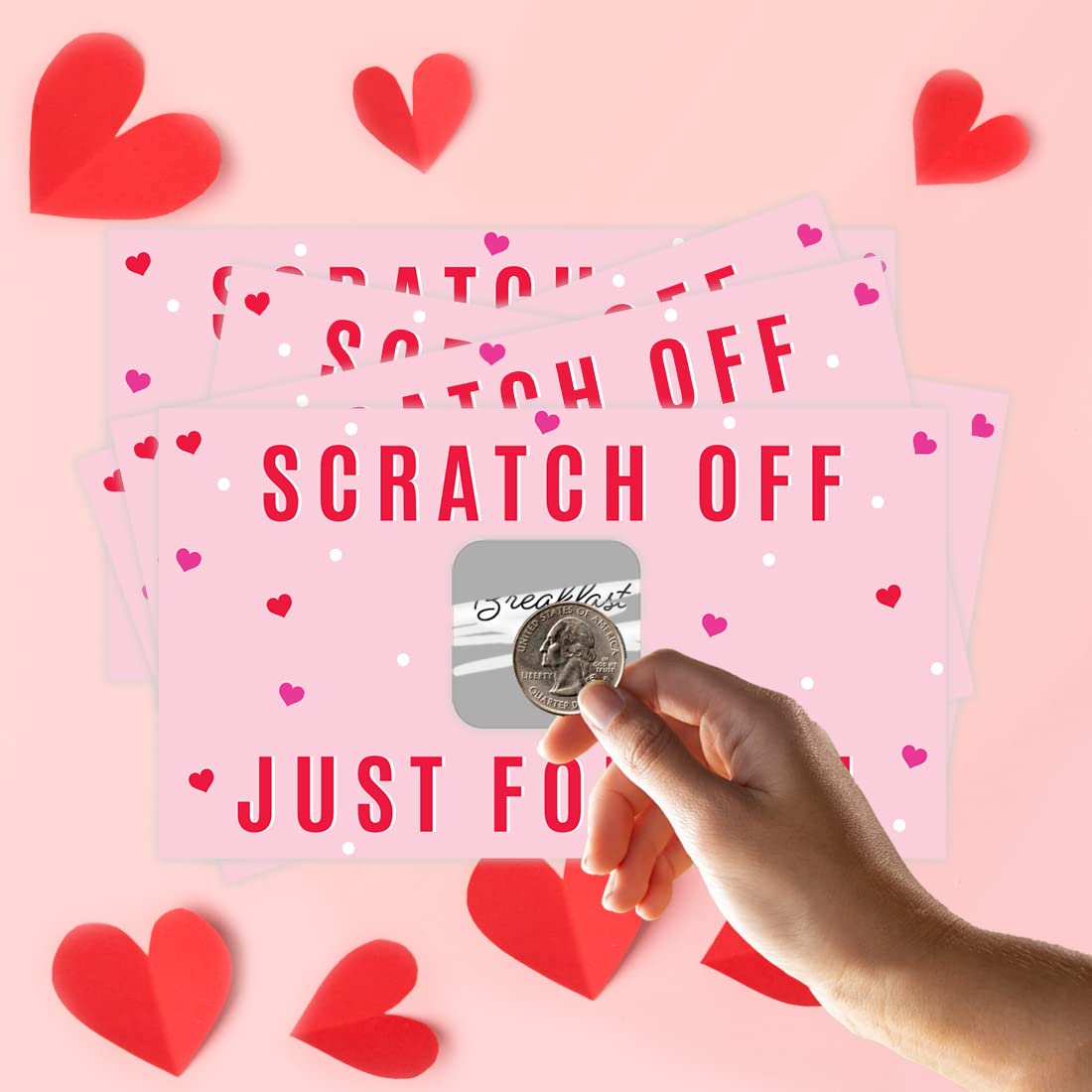 Andaz Press 60 Pre-Printed DIY Pink & Red Hearts Date Night Scratch Off Cards - Romantic Couples Game for Valentine's Day, Anniversary & Relationship Building - Fun Gift Idea for Boyfriend, Girlfriend & Married Couples - Perfect for Date Nights, Surprise Adventures & Quality Time Together