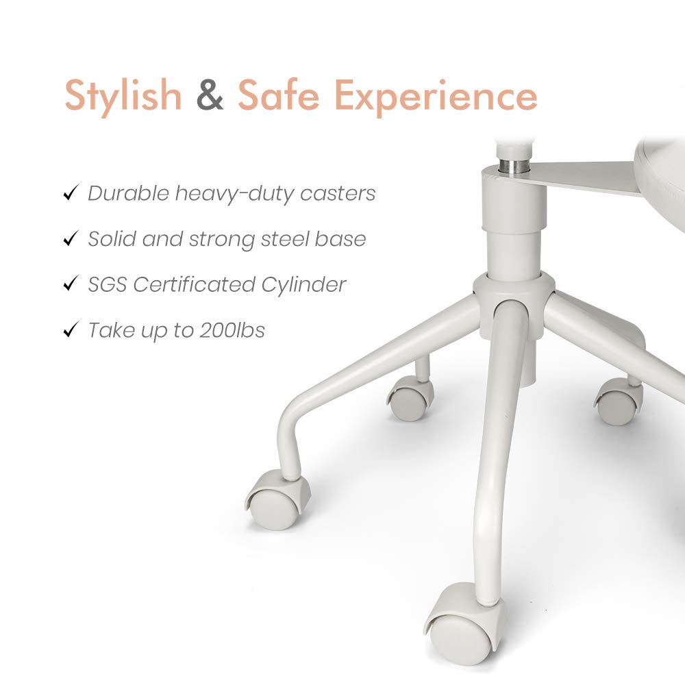 Adjustable Meditation Chair with Wheels & Lumbar Support - Cross-Legged Office Chair for ADHD & Fidgety Sitters - Ergonomic Criss-Cross Desk Stool for Home & Office - Flexible Seating for Yoga, Meditation & Work - Ivory