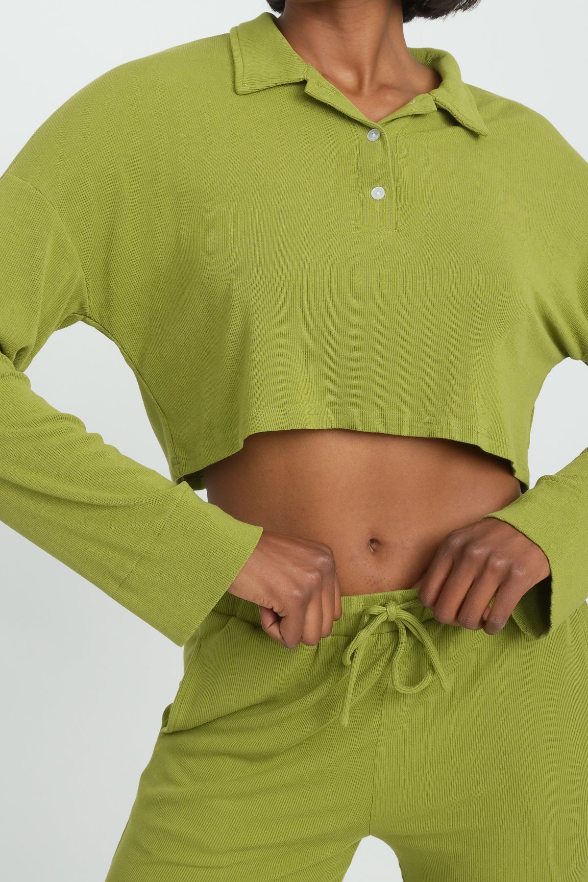Rory Oversized Crop Top in Moss Green - Trendy Loose Fit T-Shirt for Women | Perfect for Casual Outings, Layering & Streetwear Fashion