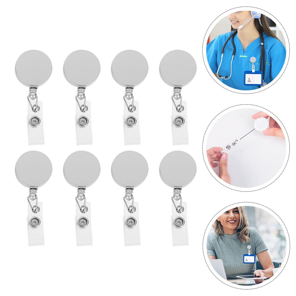 Operitacx 8-Pack Retractable ID Badge Holders with Reel Clips - Durable Name Tag & Keychain Holder for School, Office, Events - Perfect for Employee IDs, Security Badges, and Party Bag Stuffers