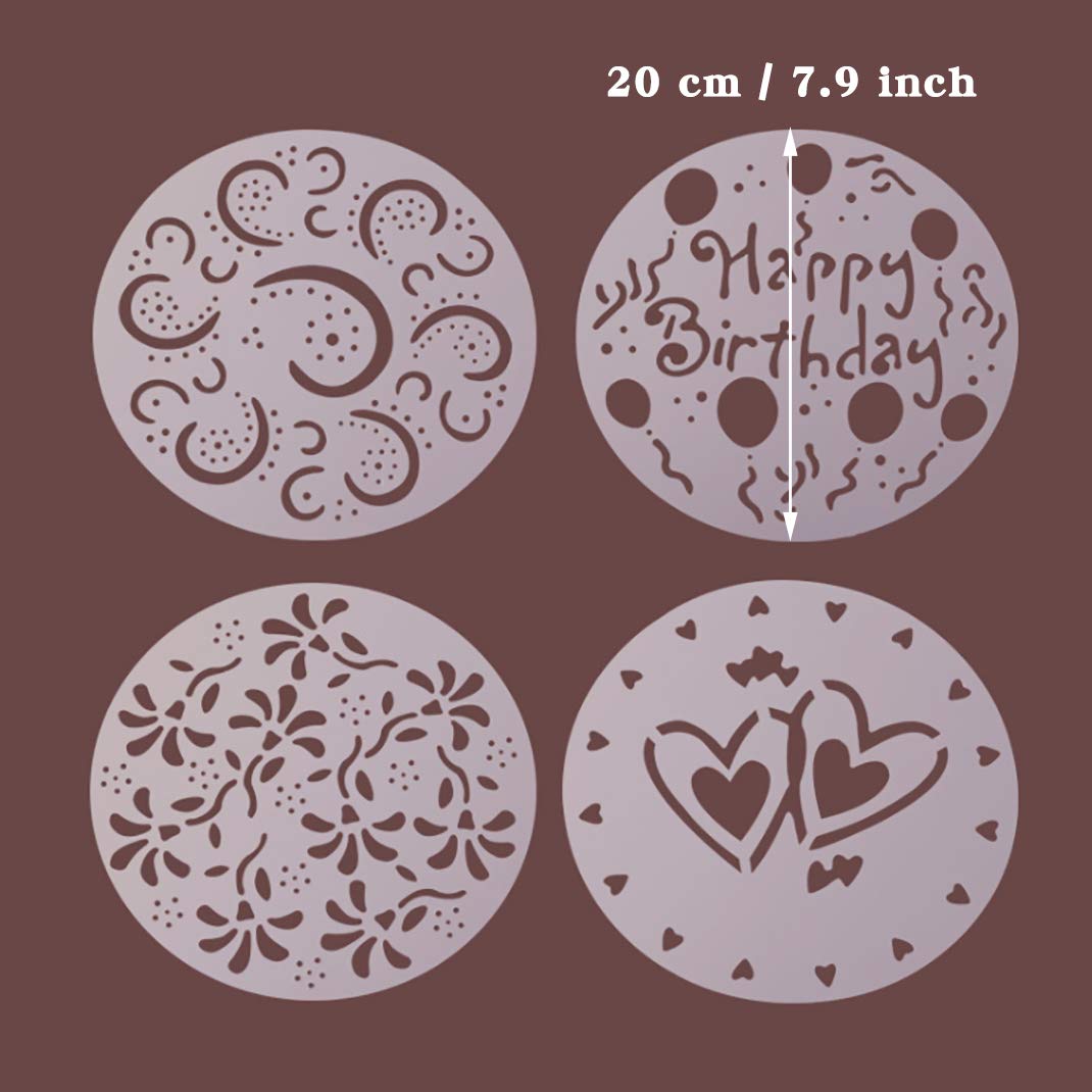 iSuperb 4-Piece Cake Decorating Stencil Set - Reusable Baking Templates for Cookies, Cupcakes & Wedding Cakes - Fondant Impression Tools for DIY Cake Decoration - Perfect for Birthday Parties, Weddings & Special Events