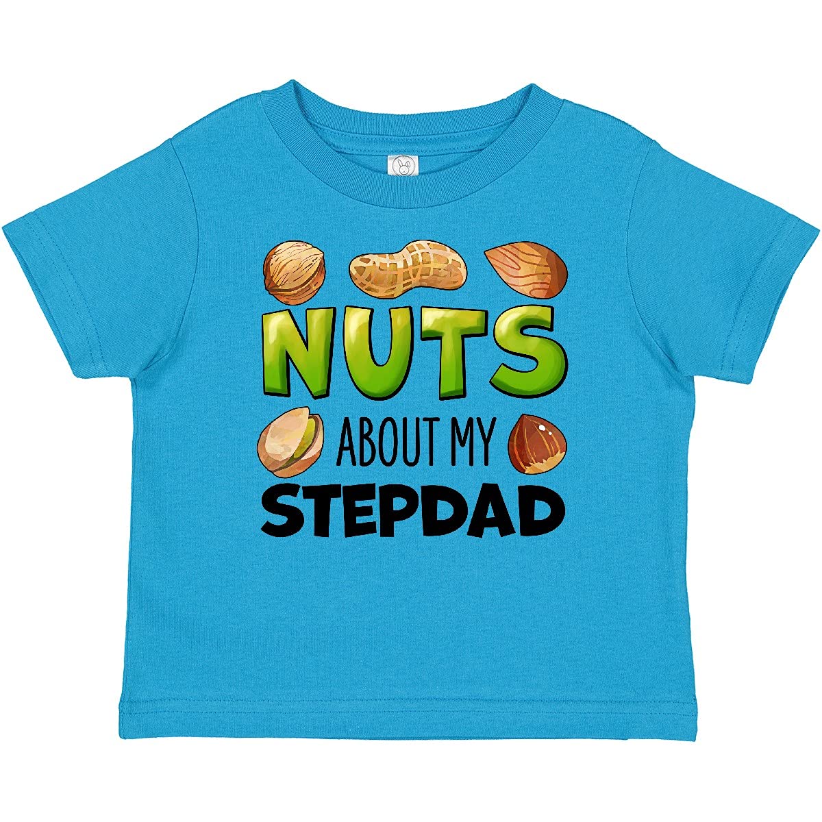 Inktastic Nuts About My Stepdad Peanut Almond Pistachio Baby T-Shirt - Cute Funny Family Gift for Stepfather Day, Father's Day & Casual Wear