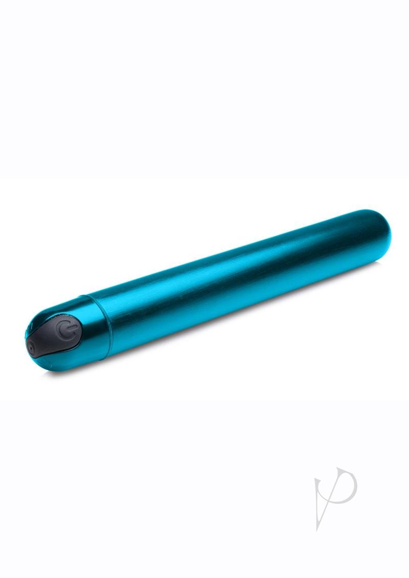 10X Slim Metallic Rechargeable Bullet Vibrator - Blue | Powerful & Discreet Personal Massager for Women | Perfect for Solo Play & Couples Intimacy