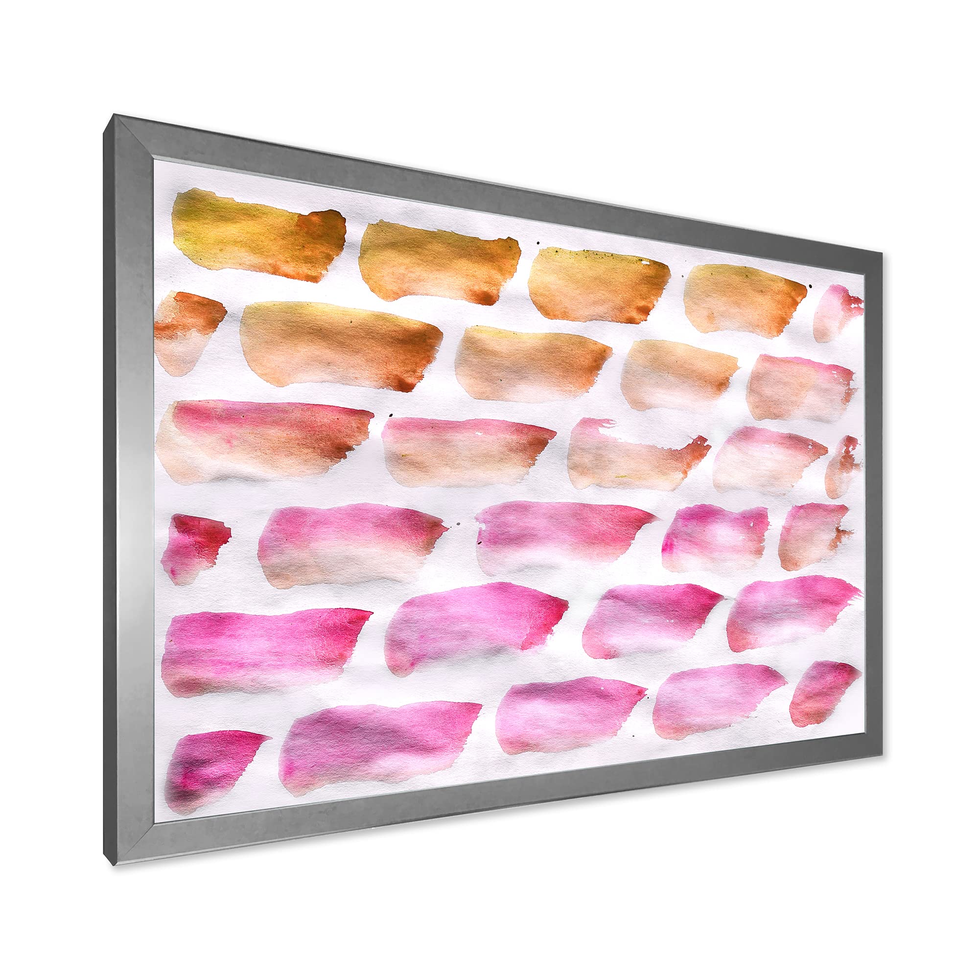 Abstract Pink and Dark Yellow Brushes Framed Wall Art - Modern Home Decor for Living Room, Bedroom & Office