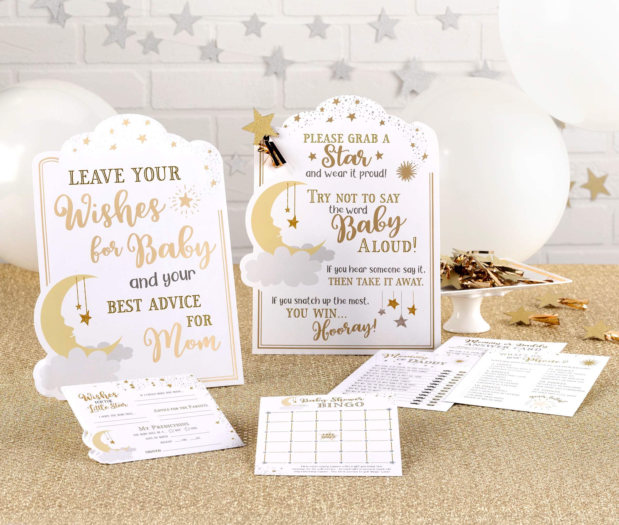 Lillian Rose Twinkle Little Star Baby Shower Game Set - Gold Glitter Baby Shower Decorations & Activities for Girls, Boys - Perfect for Gender Reveal, Nursery Decor, Newborn Celebrations