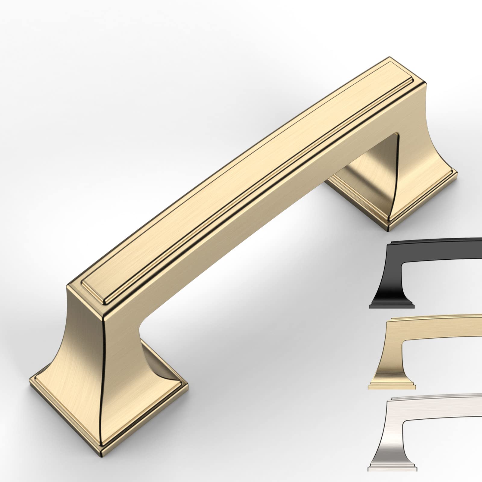 10 Pack 3 Inch Brushed Brass Cabinet Pulls - Gold Kitchen Cabinet Handles & Cupboard Hardware for Modern Cabinets, Drawers & Furniture (Perfect for Kitchen Remodel, Bathroom Vanity & Home Upgrade)
