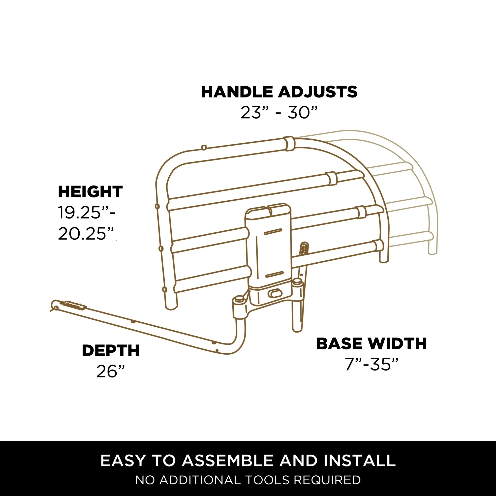 Signature Life Freedom Extendable Bed Rail - Adjustable Safety Guardrail for Adults & Seniors | Home Healthcare & Fall Prevention | Perfect for Hospital Beds, Home Care & Elderly Safety