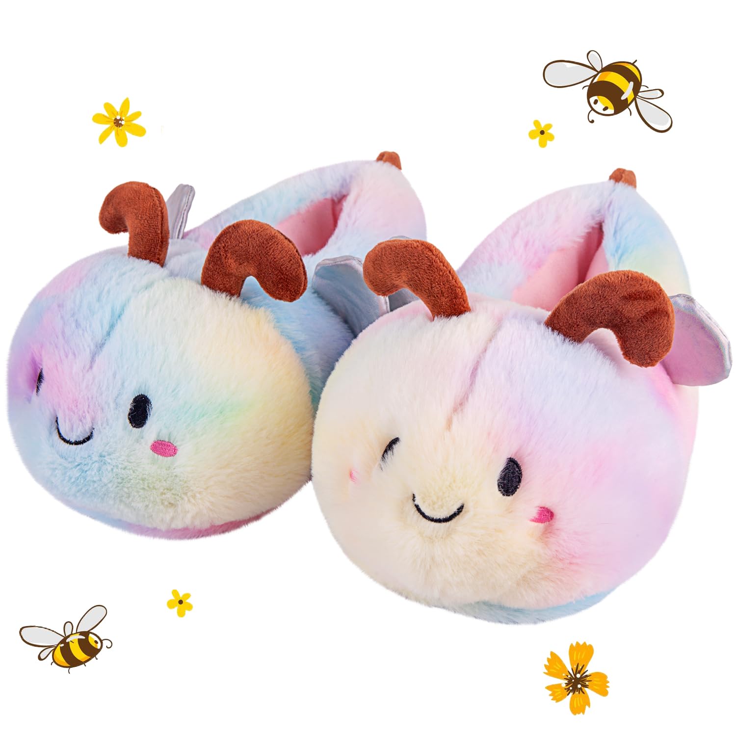 Women's Cute Bee Animal Slippers - Funny Bumblebee Fuzzy House Shoes for Winter, Soft & Cozy Indoor Slippers - Perfect for Lounging at Home, Gift for Her, and Relaxing Evenings