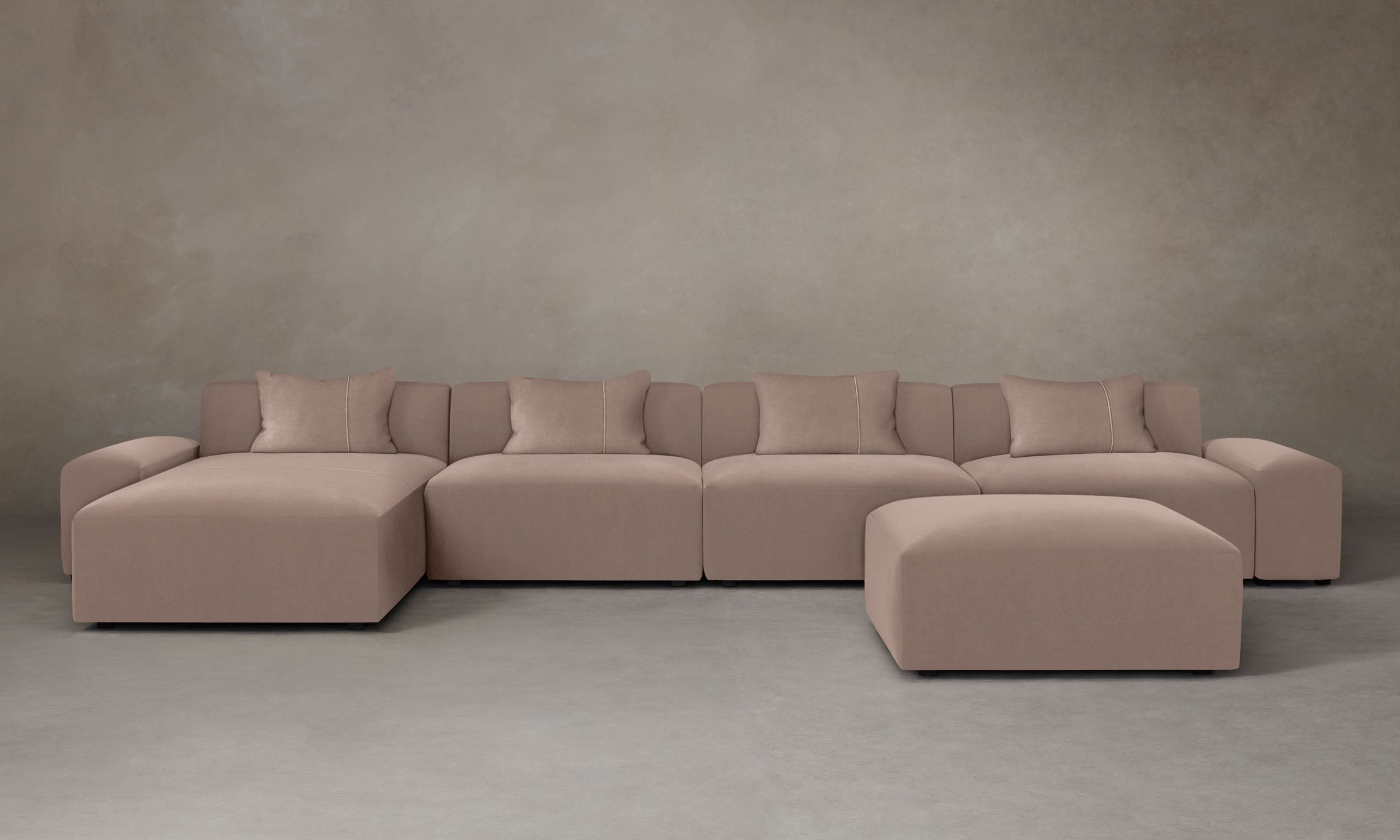 Breuer Modular Sectional Sofa - Luxe Mohair Peony Fabric, Comfortable & Stylish Living Room Furniture for Modern Home Decor
