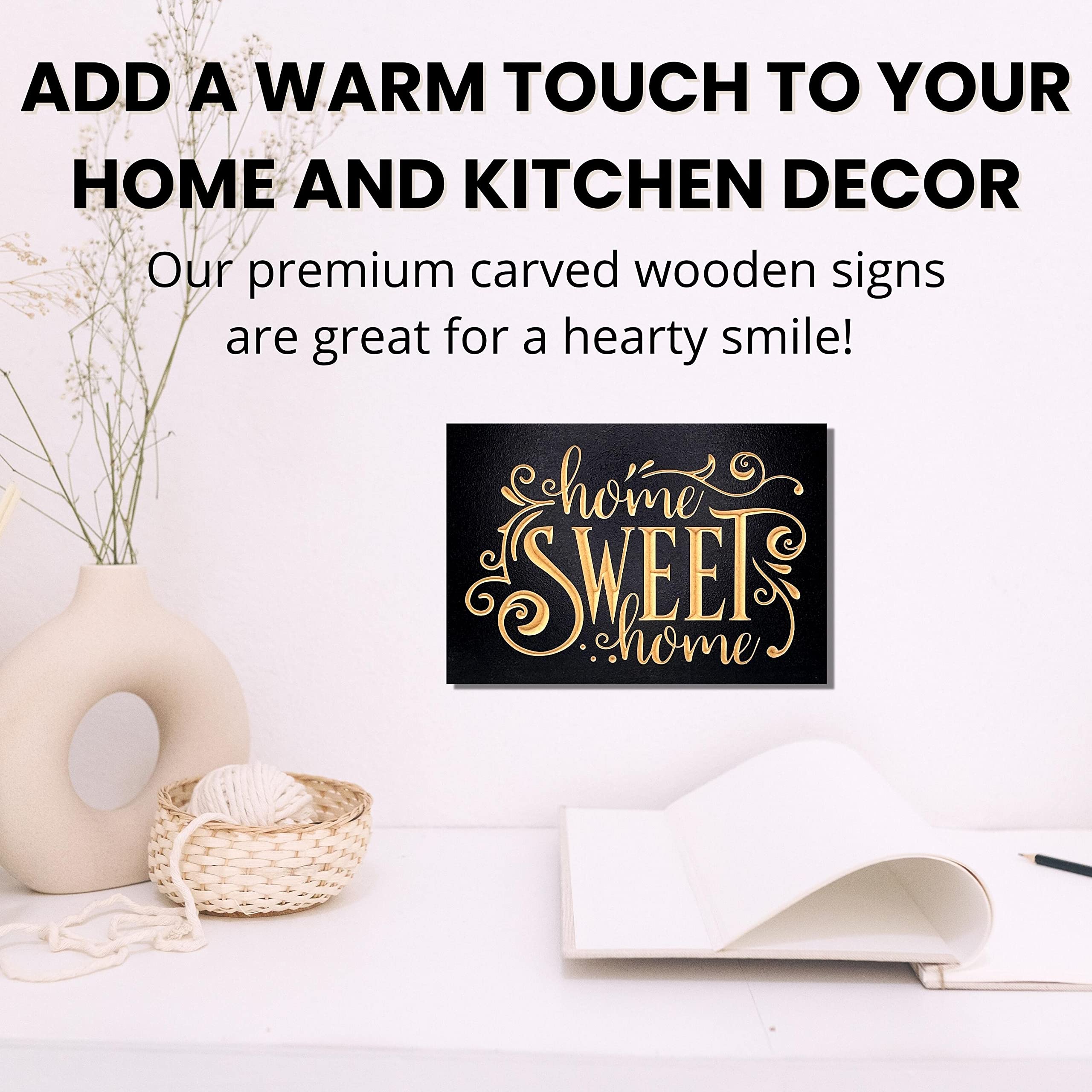 8 x 12 Inch Wooden Kitchen Wall Sign - Rustic Farmhouse Home Decor - Handcrafted Wall Art for Kitchen, Dining Room & Living Room - Perfect for Housewarming Gifts & Cozy Home Decoration
