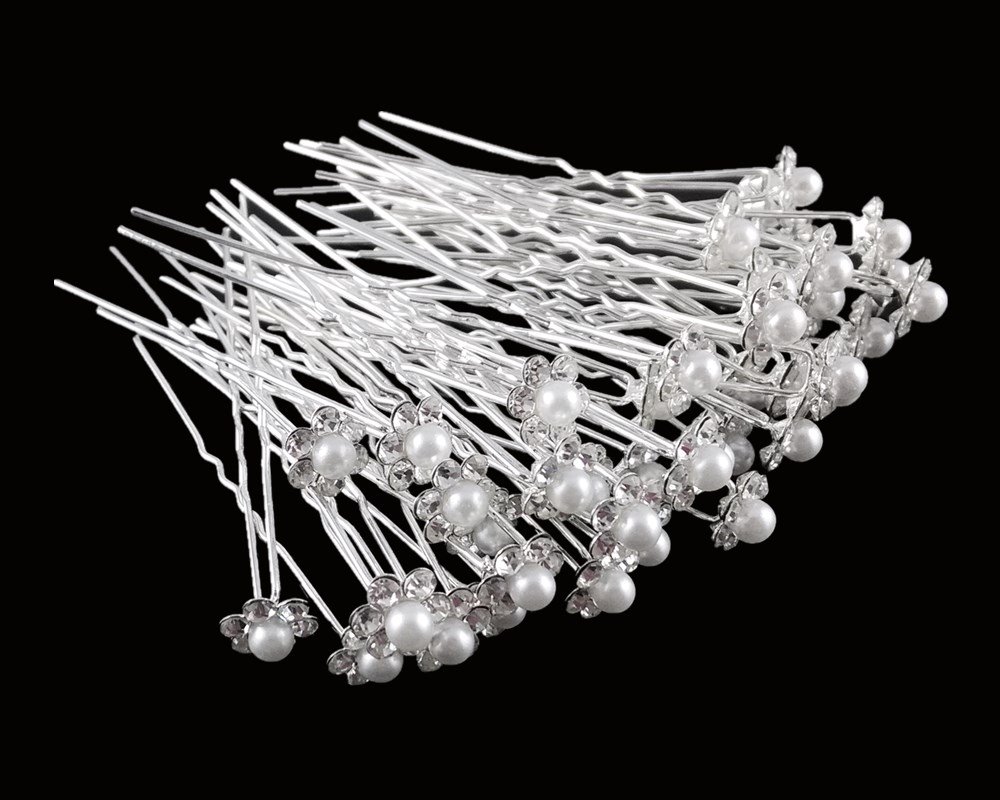 40PCS Wedding Bridal Hair Pins - Pearl Flower Crystal Hair Clips for Women, Bridesmaids, Prom & Special Occasions | Elegant Hair Accessories for Updos, Half-Up Styles & Boho Looks