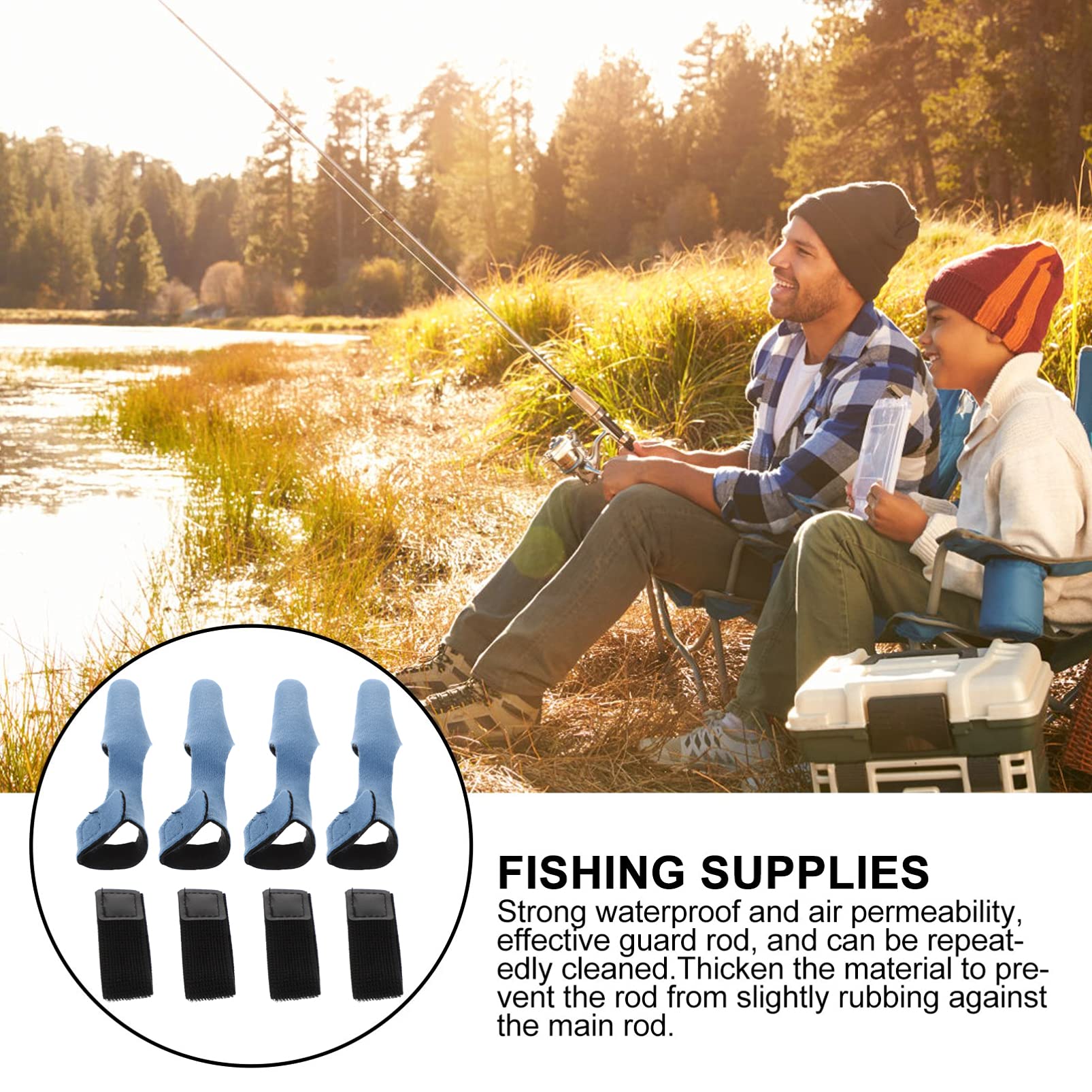 ULTECHNOVO 4-Pack Fishing Rod Sleeve Covers - Durable Cloth Tip Protectors for Baitcasting Rods (Red & Blue) - Ideal for Travel, Storage & Rod Protection During Fishing Trips