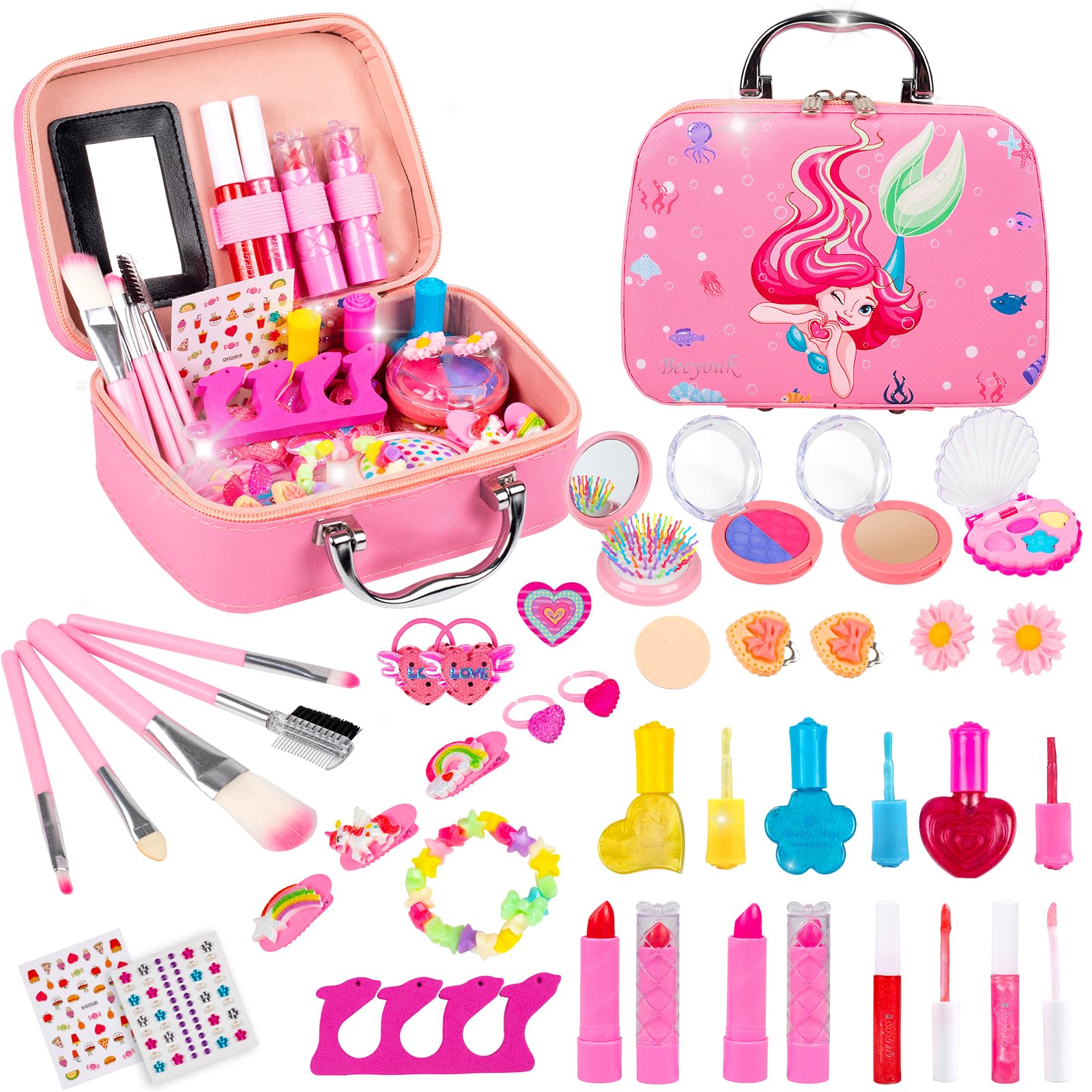 Beeyouk Kids Makeup Set - Princess Toy for Girls 3-9 Years - Washable & Safe for Playtime