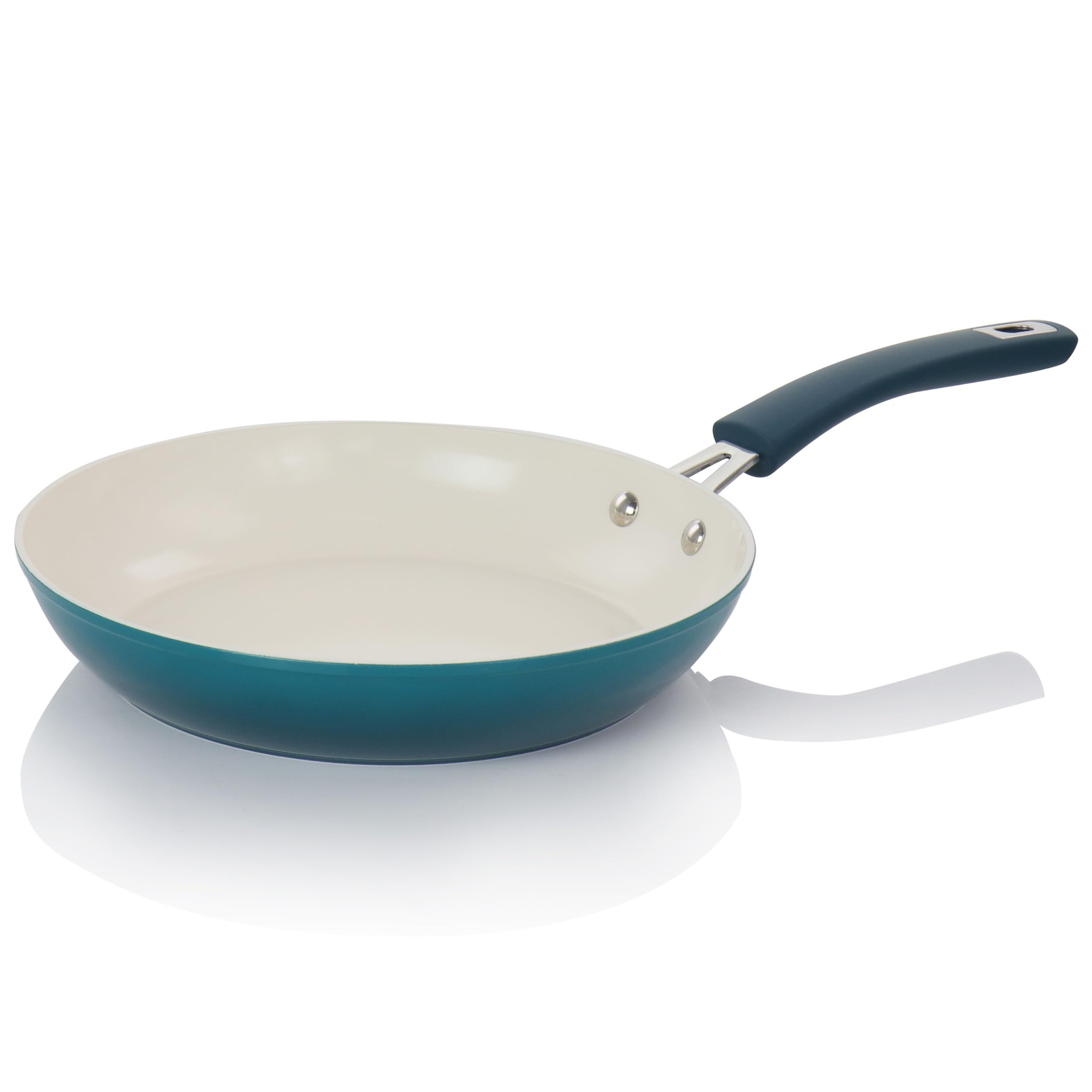 Oster Corbett 8-Piece Forged Aluminum Cookware Set - Ceramic Non-Stick Induction Compatible Pots and Pans with Soft-Touch Bakelite Handles & Tempered Glass Lids - Gradient Teal - Perfect for Everyday Cooking, Family Meals & Professional Kitchens