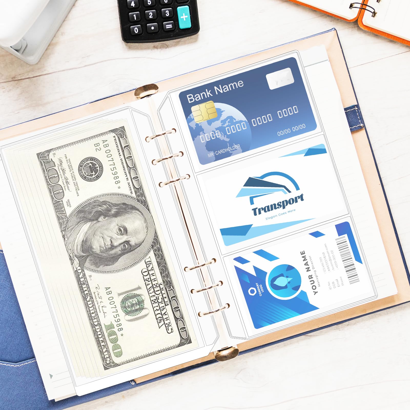 12 Pcs A6 Binder Sleeves - Clear PVC Cash Envelopes with 6 Holes, Waterproof Card Sleeves for Organizing Cash, Invoices & Coupons | Perfect for Budgeting, Office Filing & Document Storage