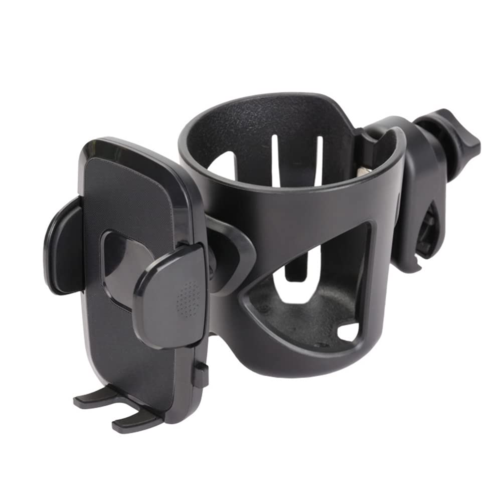 ihreesy Universal Stroller Cup Holder - 2 in 1 Bike Cup Holder with Phone Mount, 360° Rotatable Water Bottle Holder for Strollers, Wheelchairs, Walkers & Scooters - Perfect for Outdoor Activities, Cycling, Jogging and Daily Commute