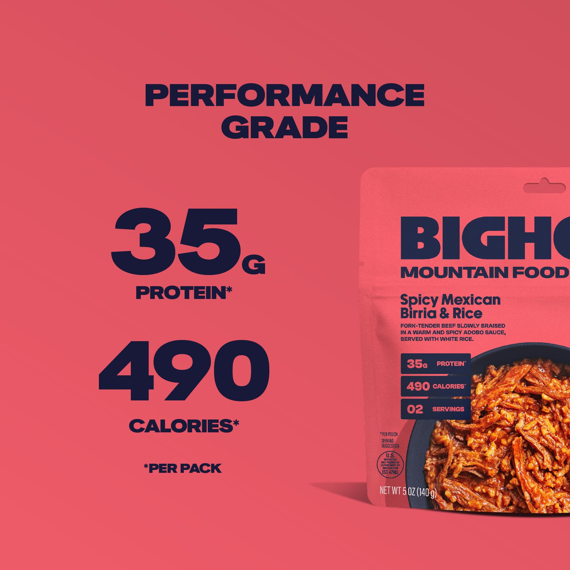 BIGHORN Mountain Food Spicy Mexican Birria and Rice - Freeze Dried Backpacking Meals - Dehydrated Camping Food - Just Add Water - Great Taste - 2 Servings - Perfect for Hiking, Emergency Preparedness & Outdoor Adventures