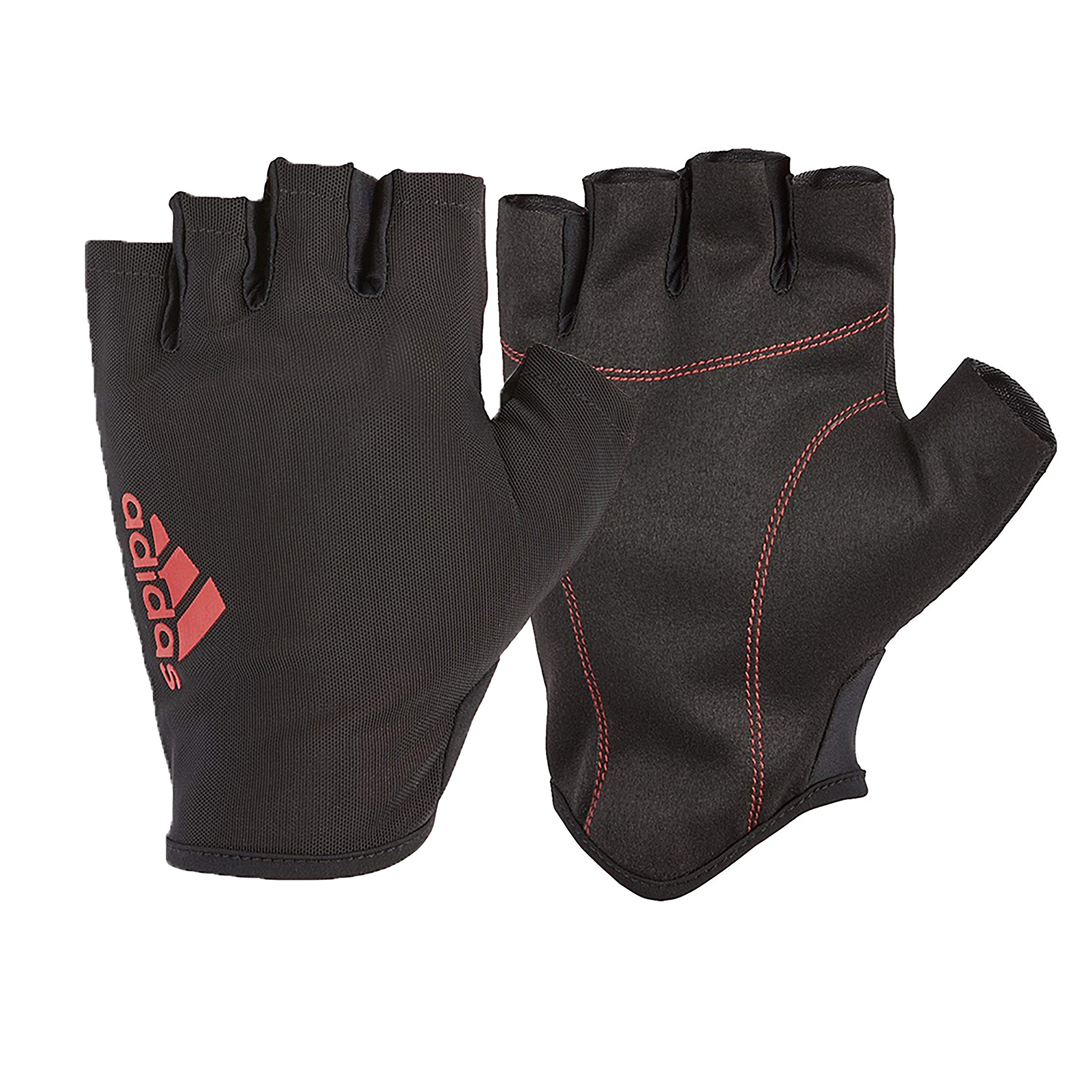 Adidas Essential Fitness Gloves for Men & Women - Black/Red Workout Gloves for Weightlifting, Gym, Cross Training & Exercise - Perfect for Strength Training & Hand Protection