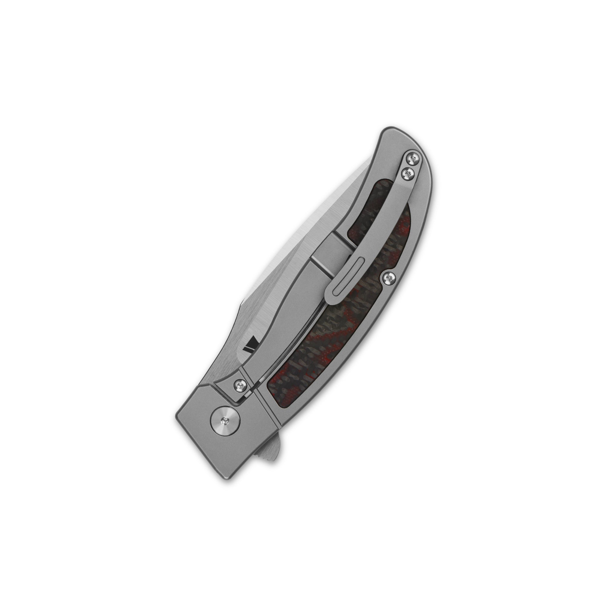 QSP Legatus Frame Lock Pocket Knife - Premium M390 Steel Blade, Titanium Handle with Carbon Fiber & Red G10 Inlay - EDC, Outdoor, Camping & Survival Knife