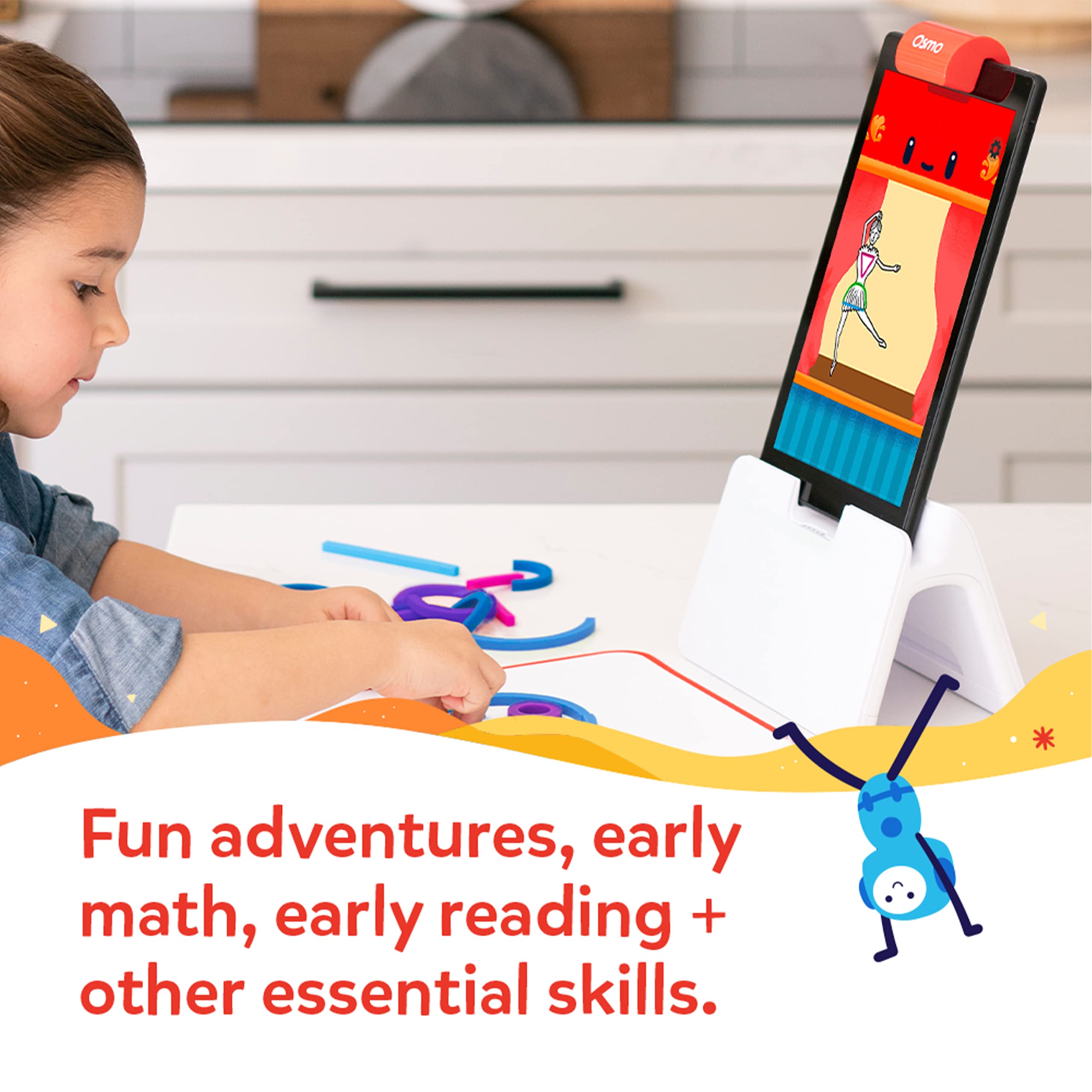 Osmo Little Genius Starter Kit for Fire Tablet - 6 Educational STEM Games for Kids Ages 3-5 (Counting, Shapes, Phonics) - Includes Tablet Base - Perfect for Early Math Learning & Valentine's Day Gifts - Great for Homeschooling & Interactive Playtime