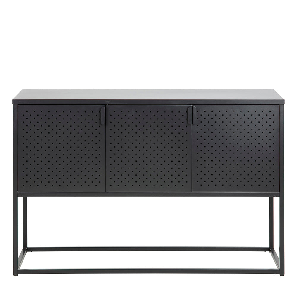 Modern Newton 3-Door Sideboard Cabinet 120cm Wide - Black Wooden Storage Buffet for Dining Room & Living Room - Perfect for Organizing Dishes, Linens & Home Decor