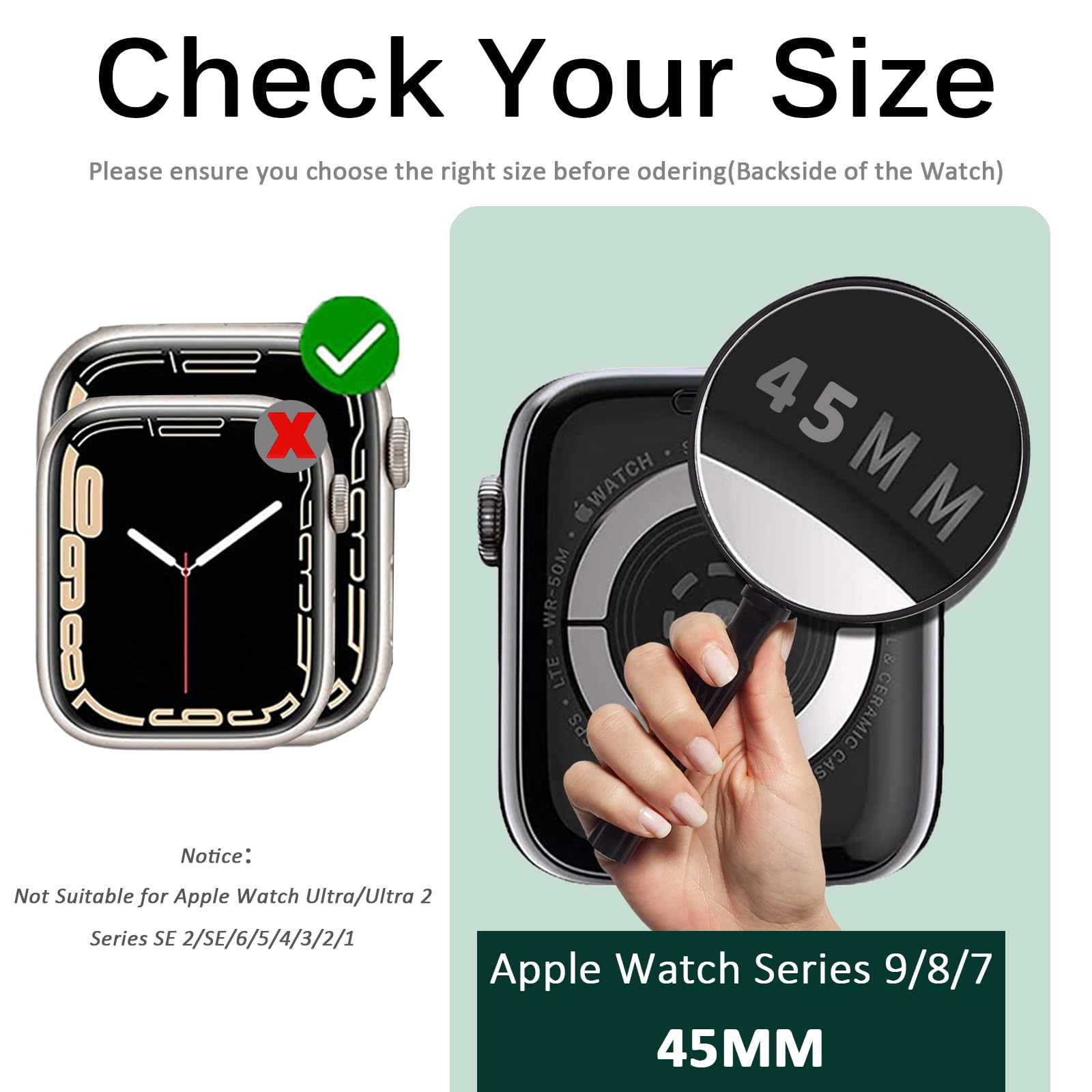 Miimall Shockproof Slim Lightweight Bumper Cover Case for Apple Watch Series 9/8/7 45mm - Hard PC Frame, No Screen Protector (Black) | Perfect for Gym, Outdoor Sports & Daily Protection