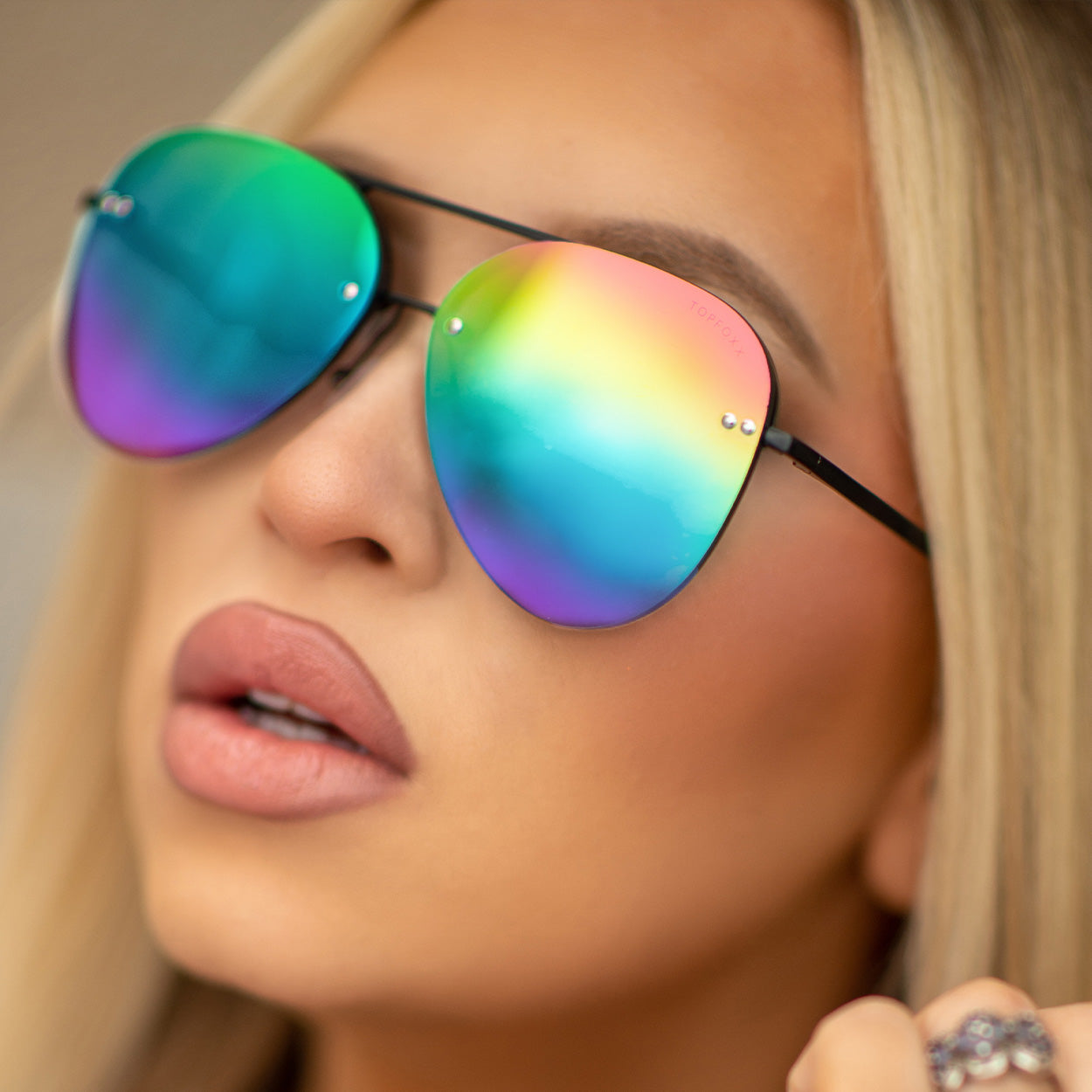 Smaller Megan 2 Pride Aviator Sunglasses - UV Protection Polarized Retro Style for Men & Women - Perfect for Driving, Beach, and Outdoor Activities