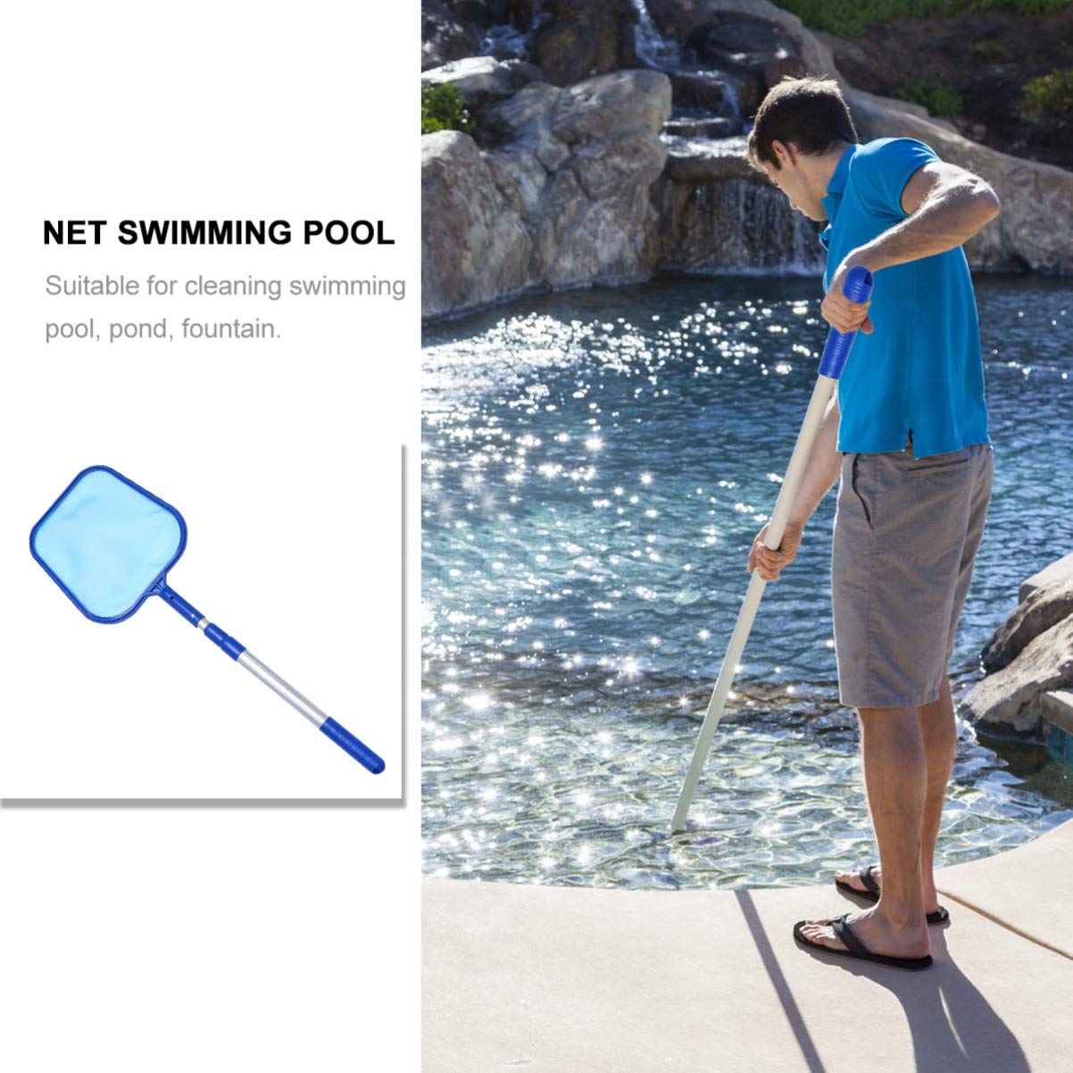 Foldable Adjustable Swimming Pool Cleaning Net - Aluminum Mesh Pool Cleaner for Leaves, Fish, and Debris | Ideal for In-Ground & Above-Ground Pools, Spas, and Backyard Maintenance