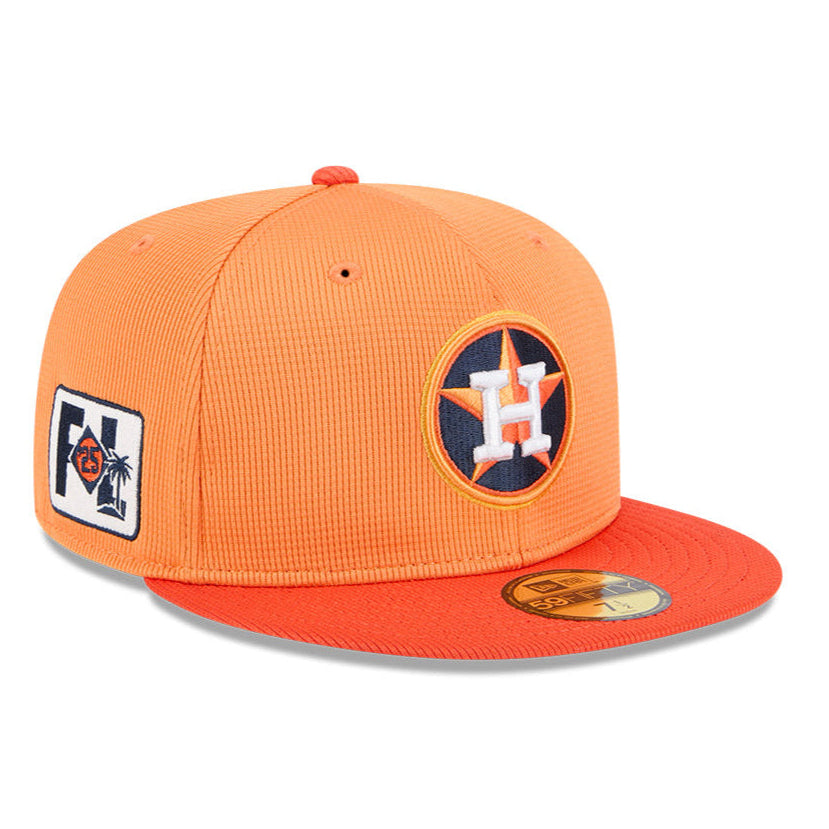 New Era 59Fifty Houston Astros 2025 Spring Training Patch Hat - Light Orange & Orange - Official MLB Baseball Cap for Fans & Players - Perfect for Games, Collecting & Everyday Wear